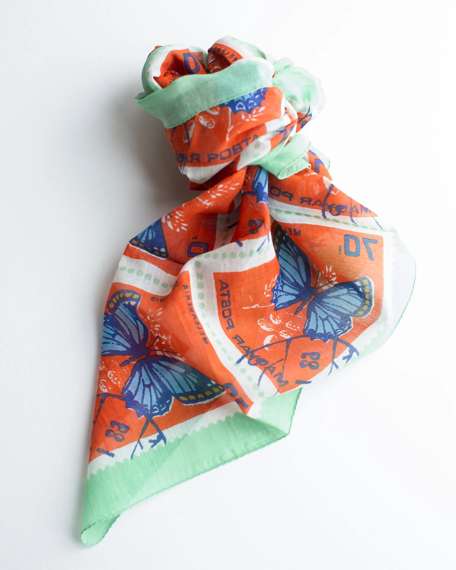 Butterfly Stamps 70x70 Bandana in Orange