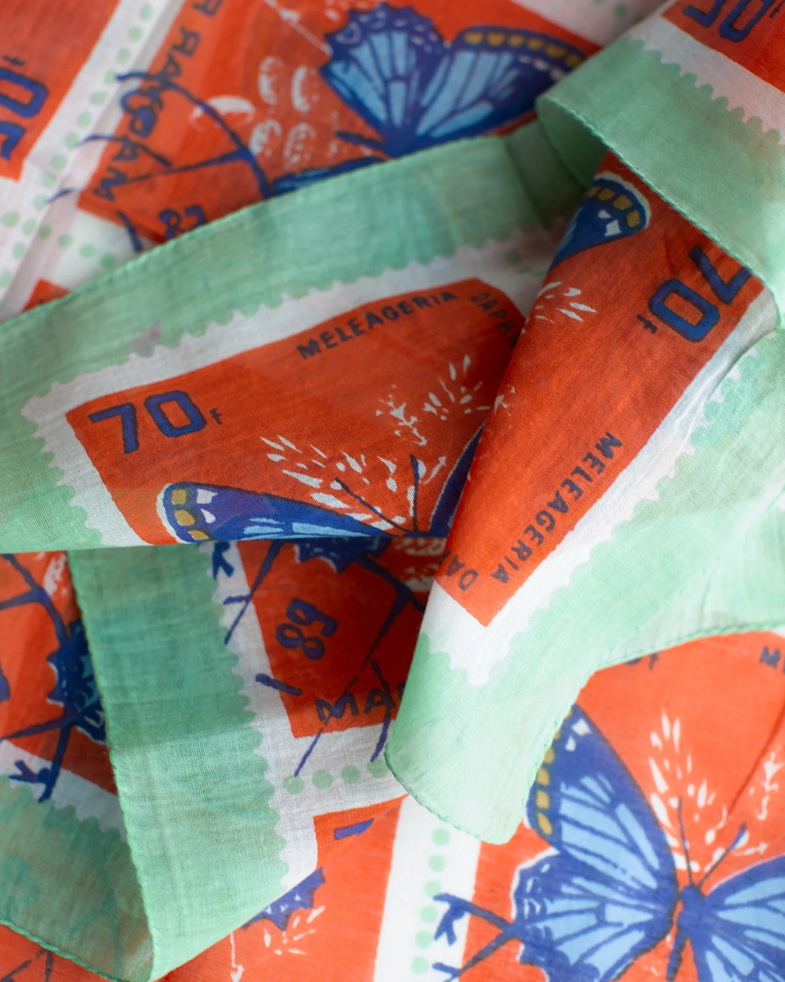 Butterfly Stamps 70x70 Bandana in Orange - Image 2