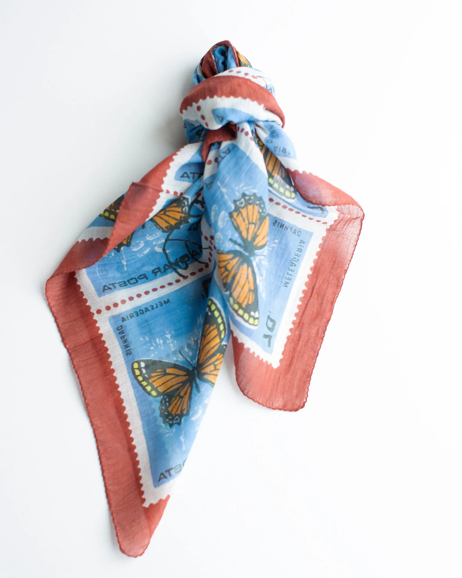 Butterfly Stamps 70x70 Bandana in Sky