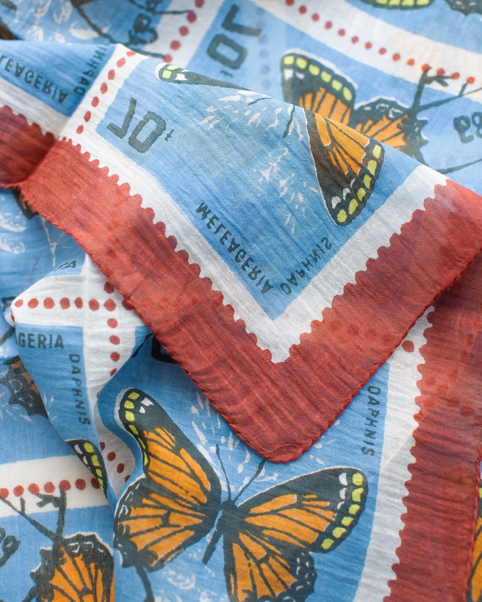 Butterfly Stamps 70x70 Bandana in Sky - Image 2