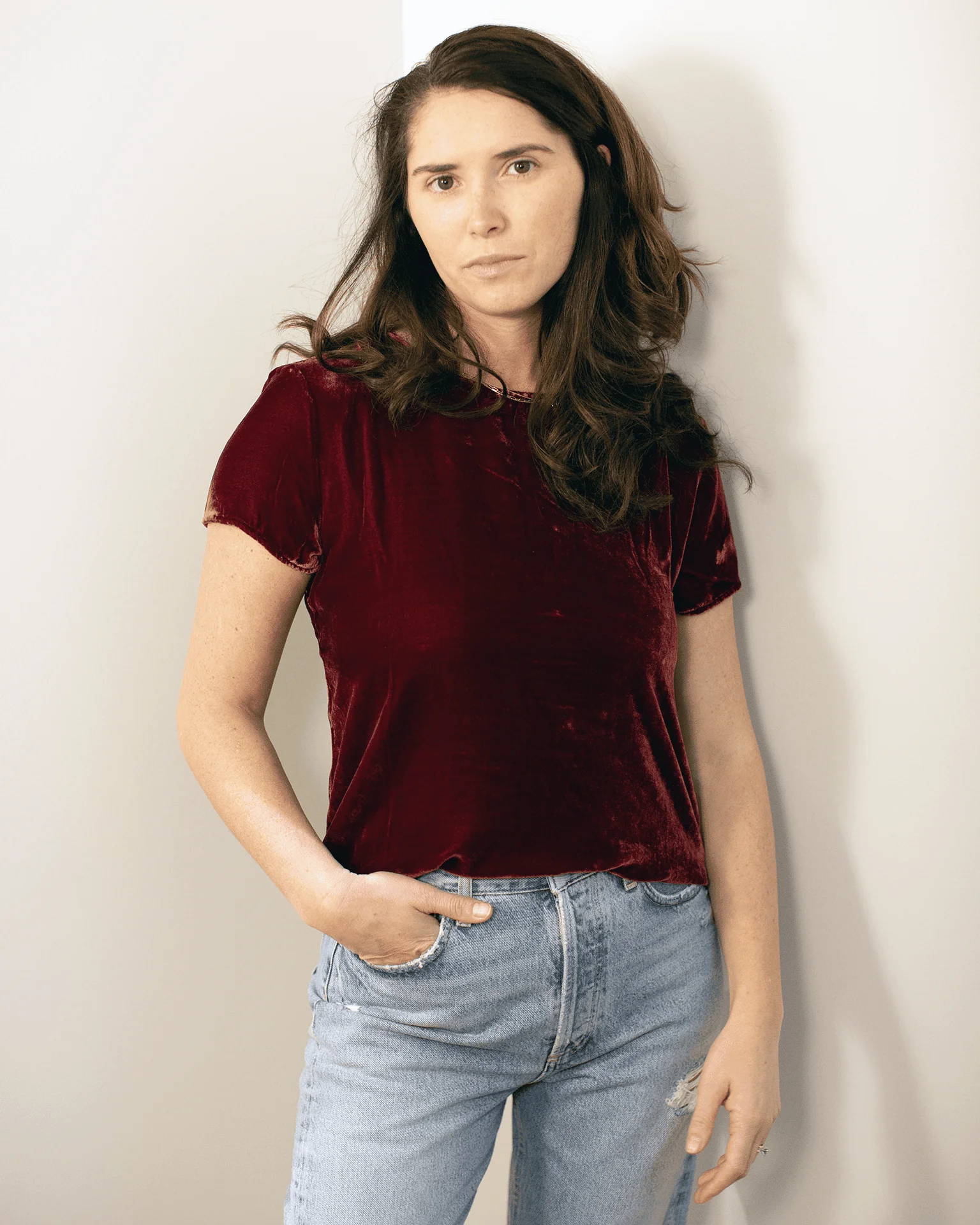 Button Back Crew Tee in Autumn Rose