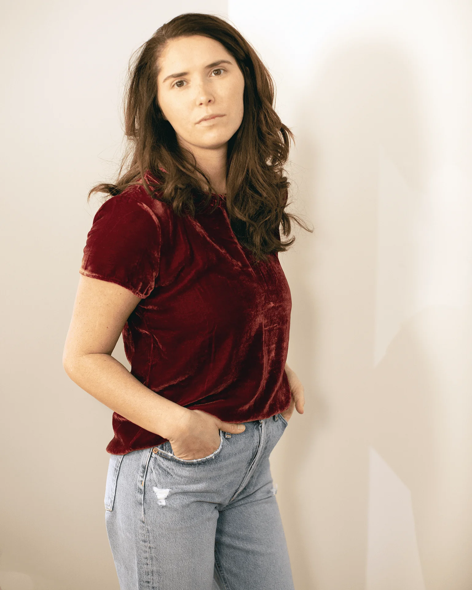 Button Back Crew Tee in Autumn Rose - Image 2