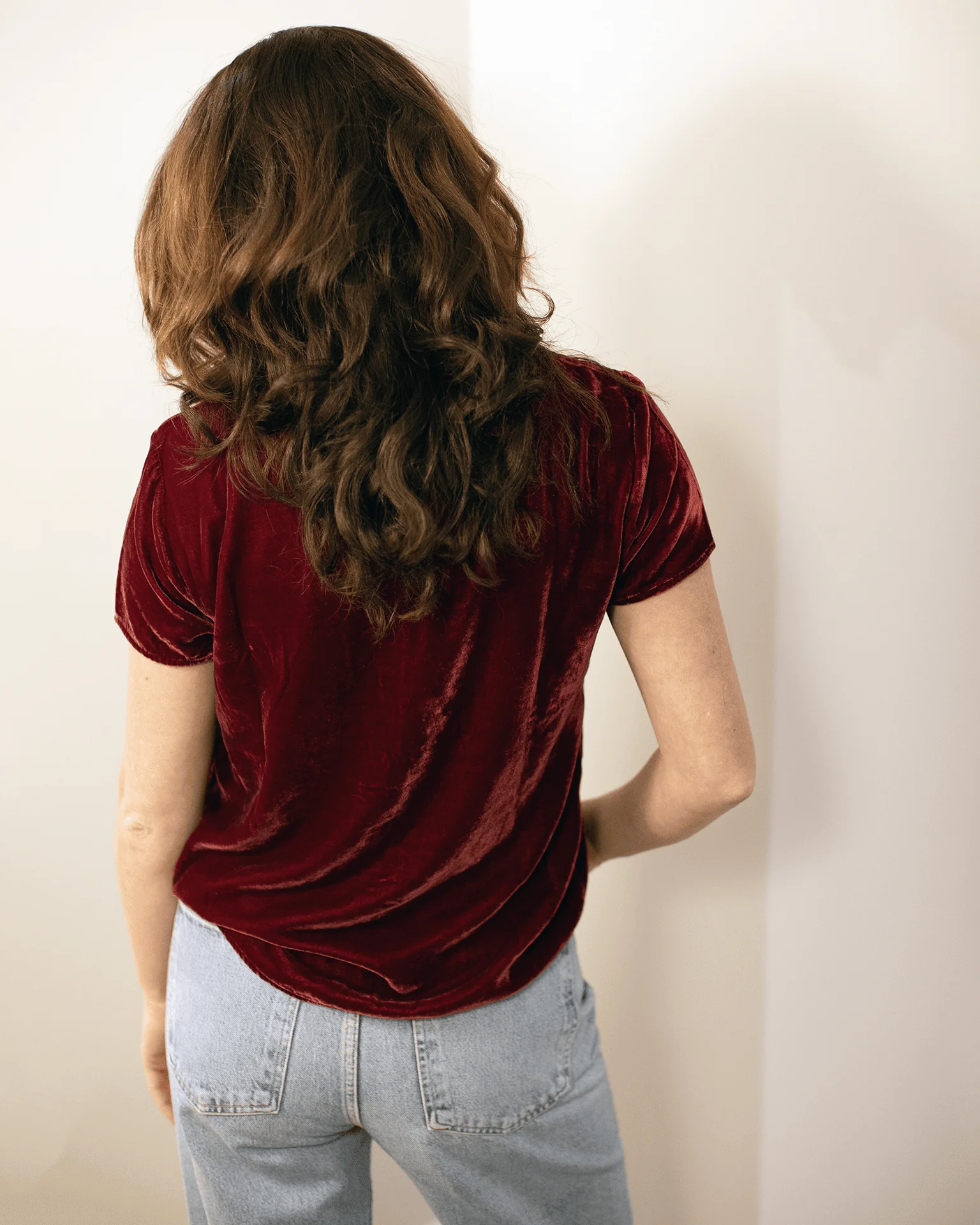 Button Back Crew Tee in Autumn Rose - Image 3