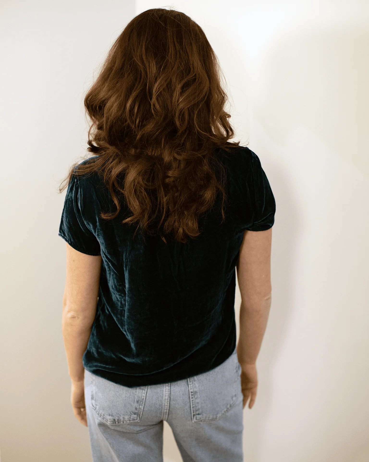 Button Back Crew Tee in Harbor Teal - Image 3