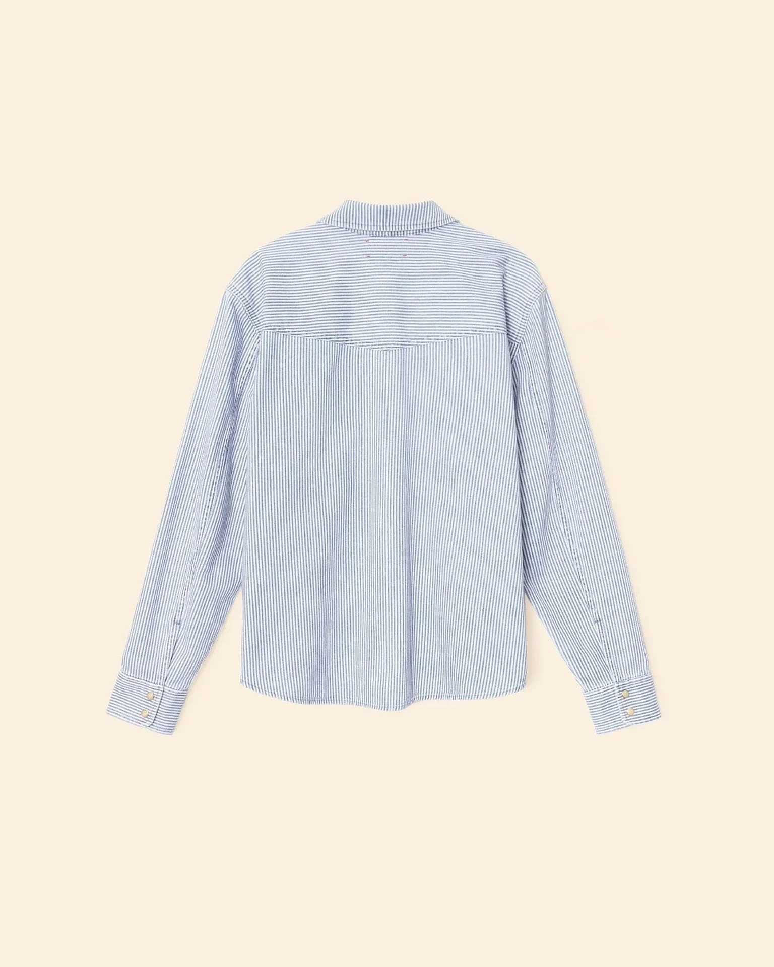 Byron Shirt In Blue Railroad - Image 4