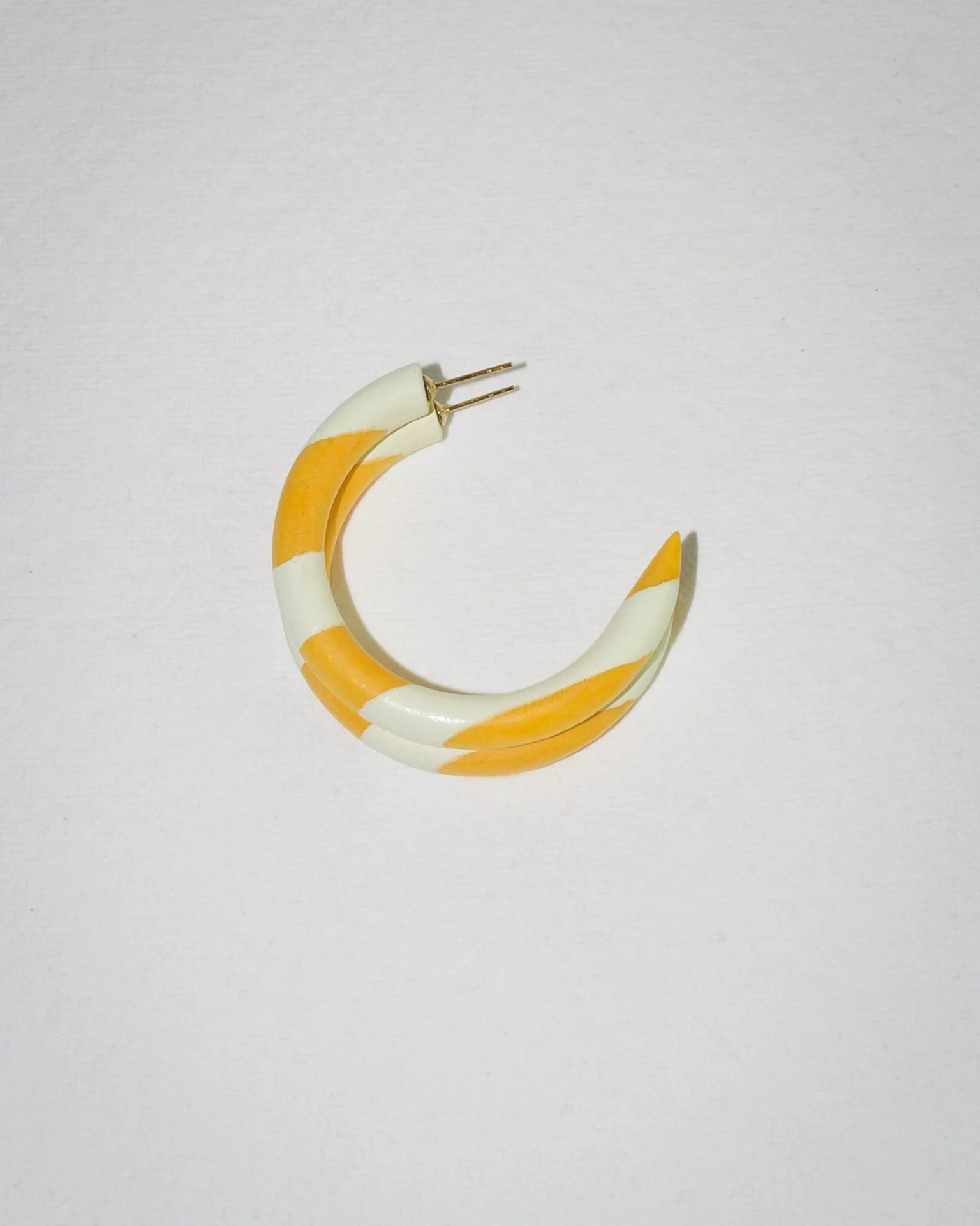 C Hoop in Small in Limone Stripe