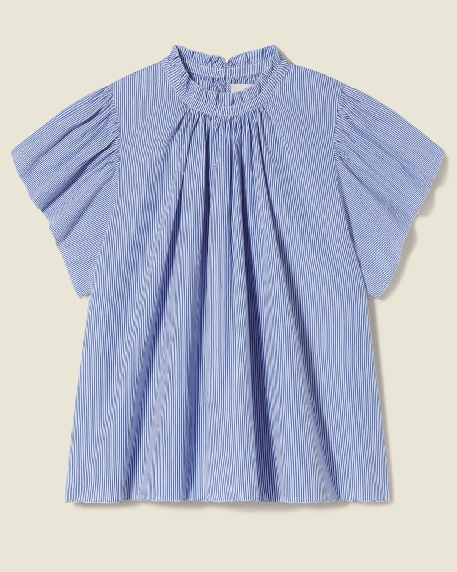 Carla Highneck Shirt in Blue/White Stripe - Image 4