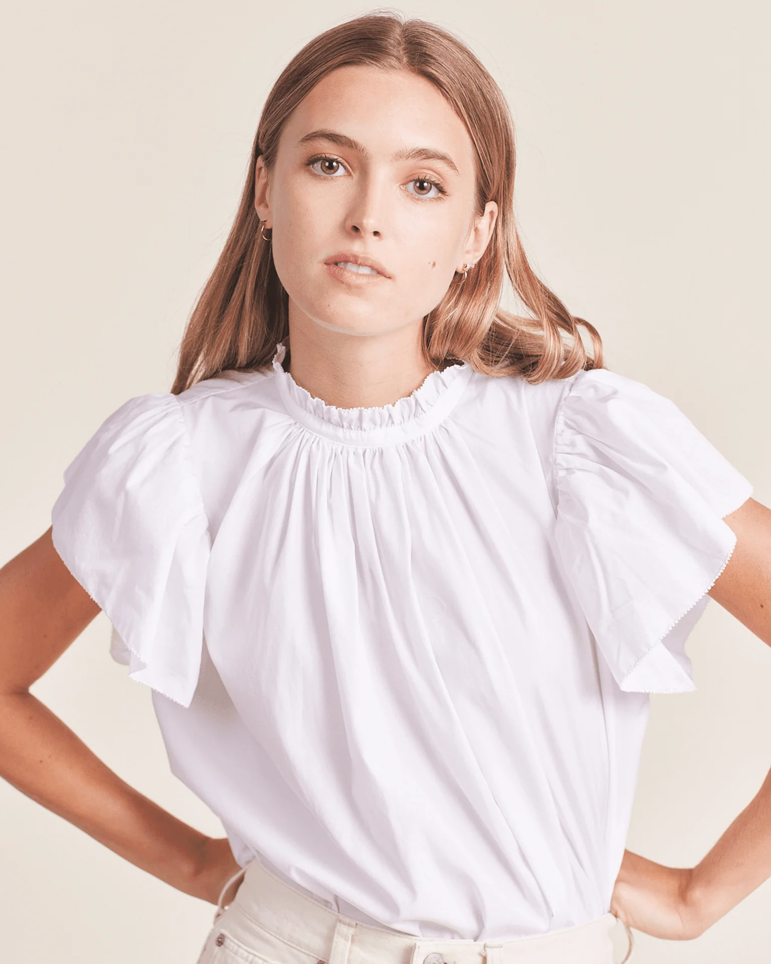 Carla Highneck Shirt in White - Image 2