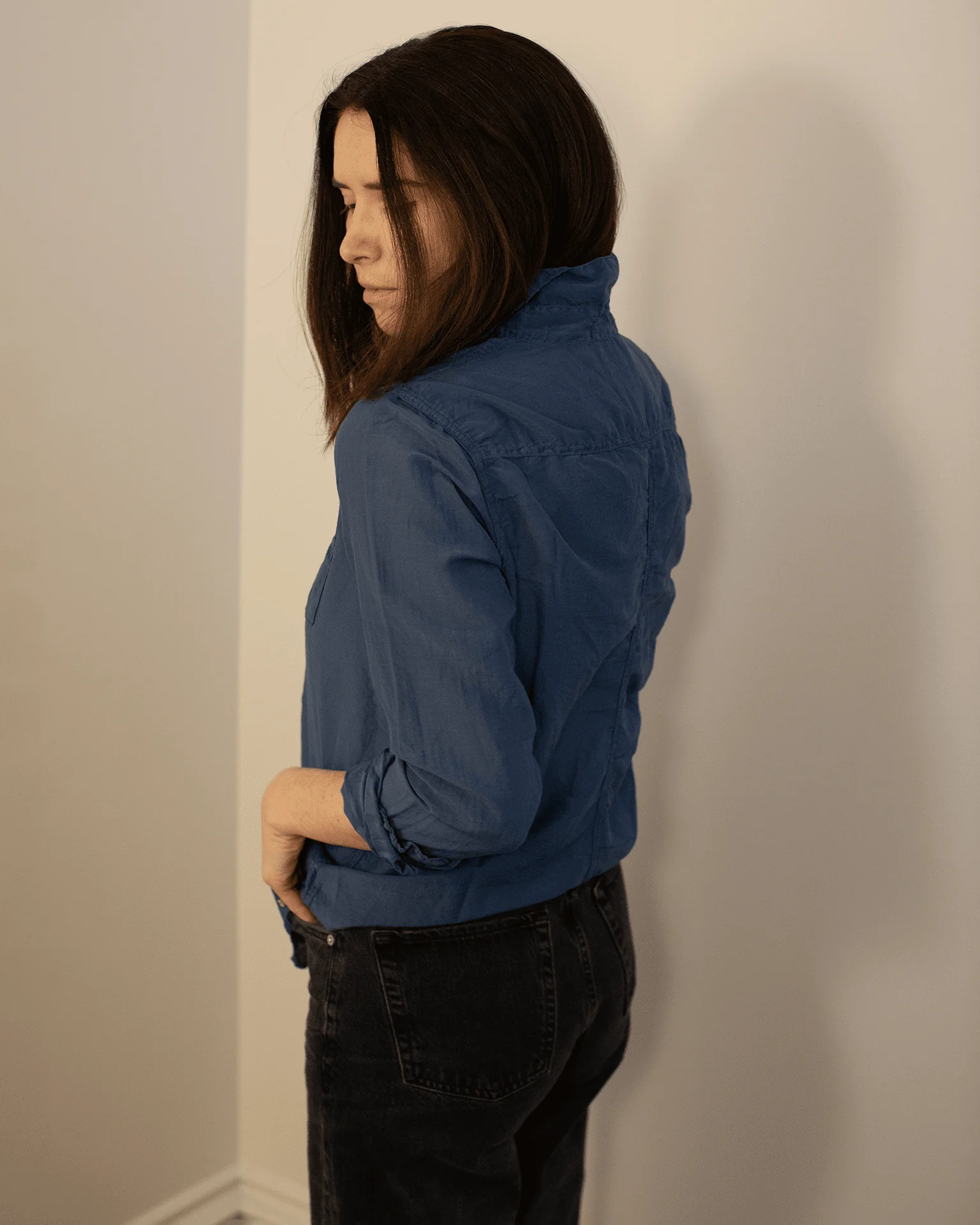 Carrie Blouse in Moonlit Ocean Cotton Silk - Image 2