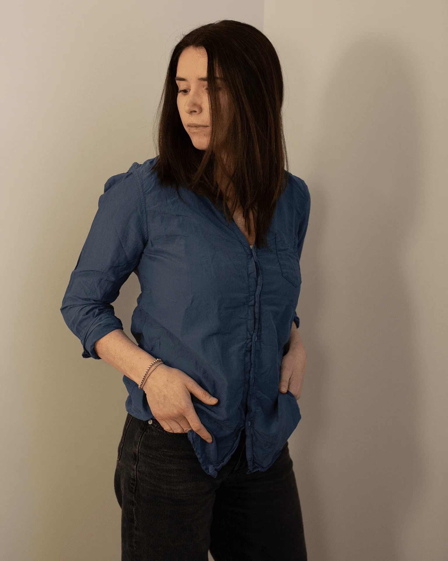Carrie Blouse in Moonlit Ocean Cotton Silk - Image 4