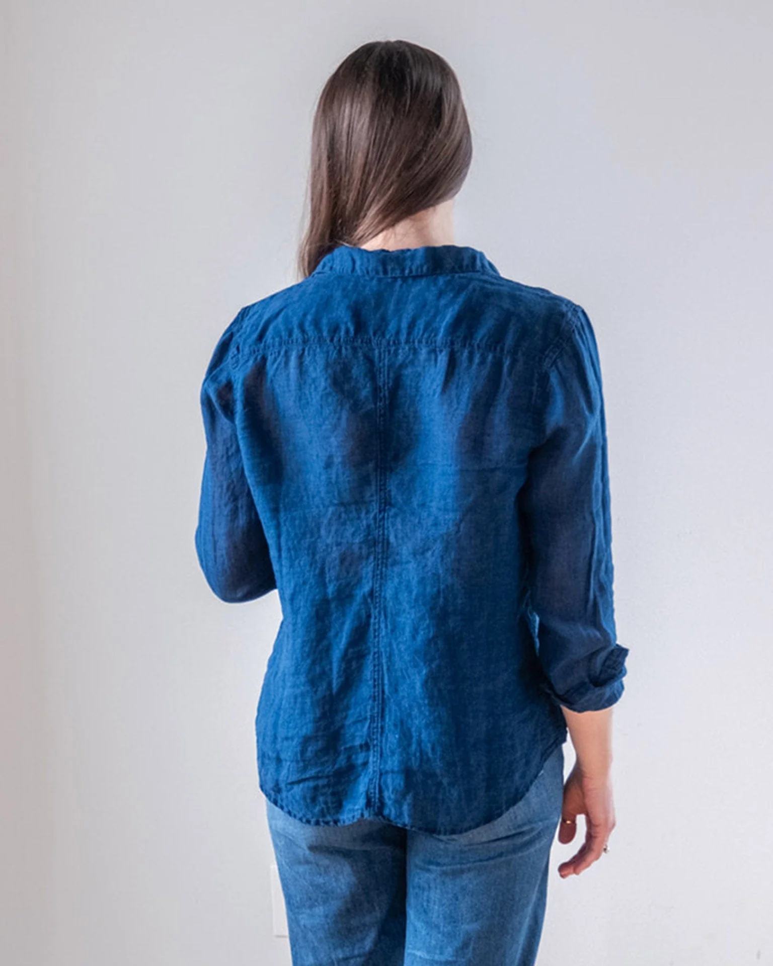 Carrie Fitted Blouse in Indigo - Image 5