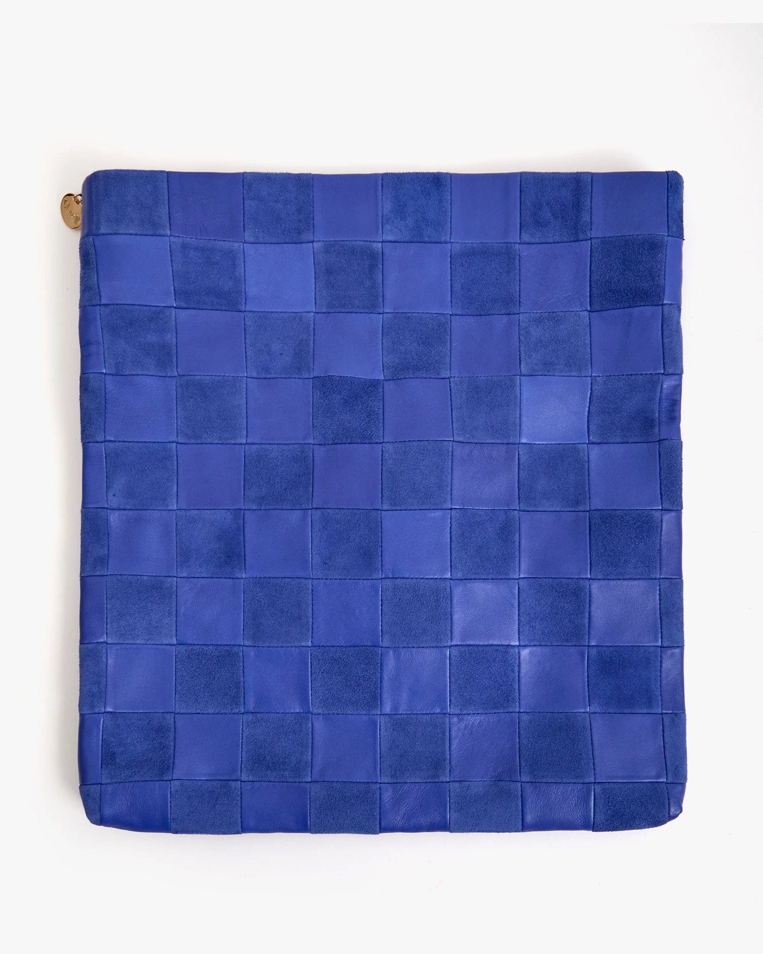 Carryall Clutch w/ Tabs - Nappa & Suede Checker in Lagoon - Image 4