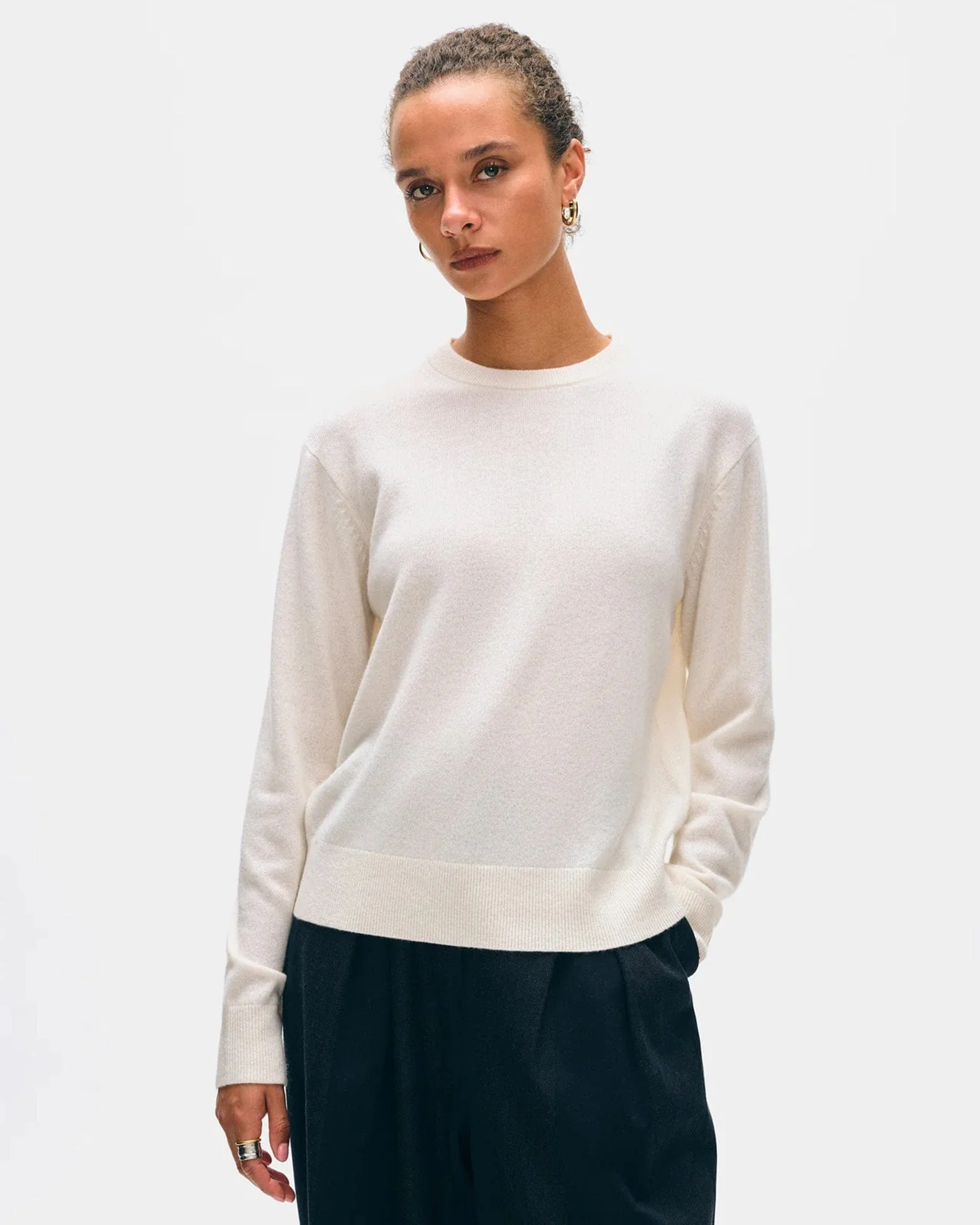 Cashmere Crew in Soft White