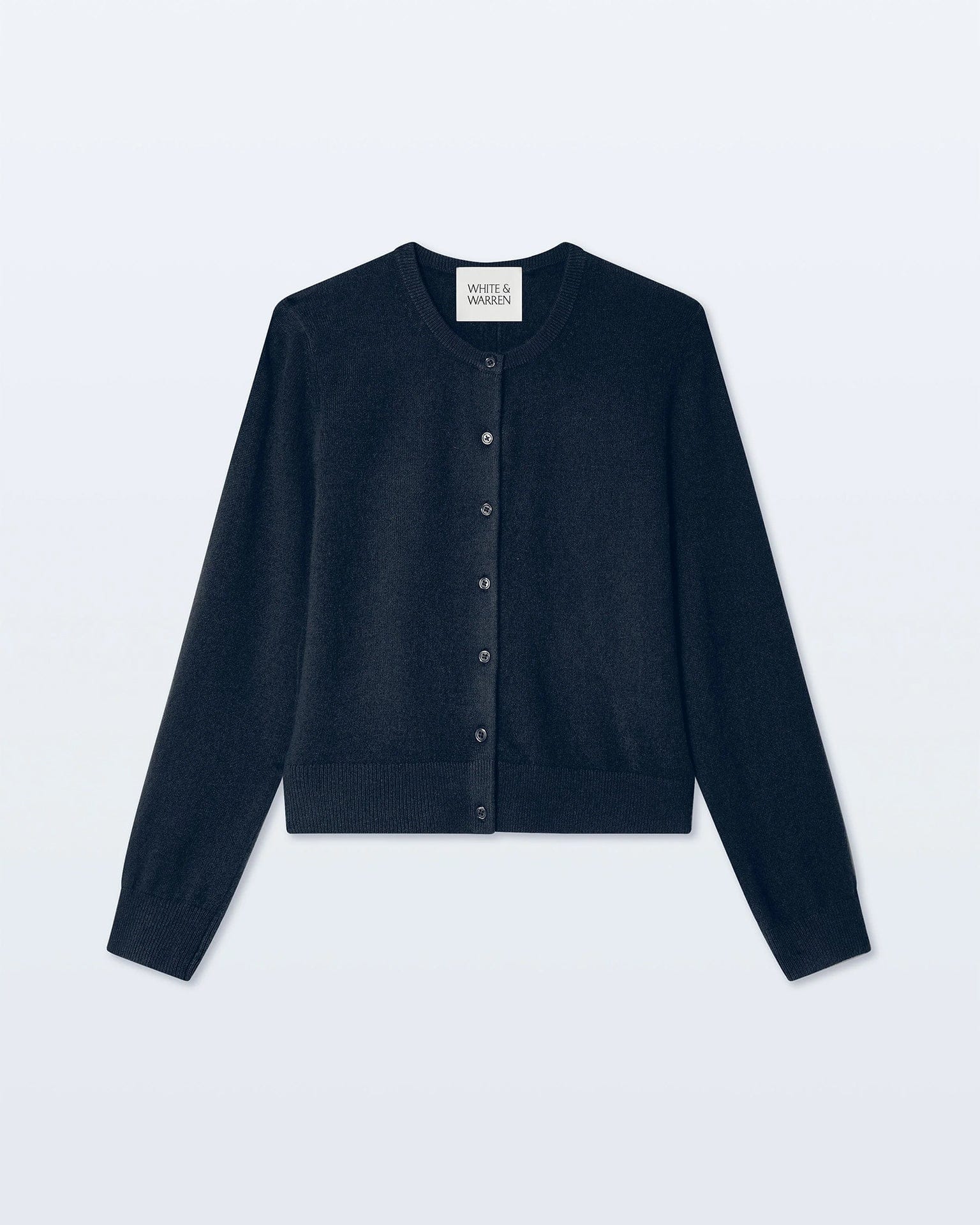 Cashmere Crewneck Cardigan in Deep Navy - Image 4