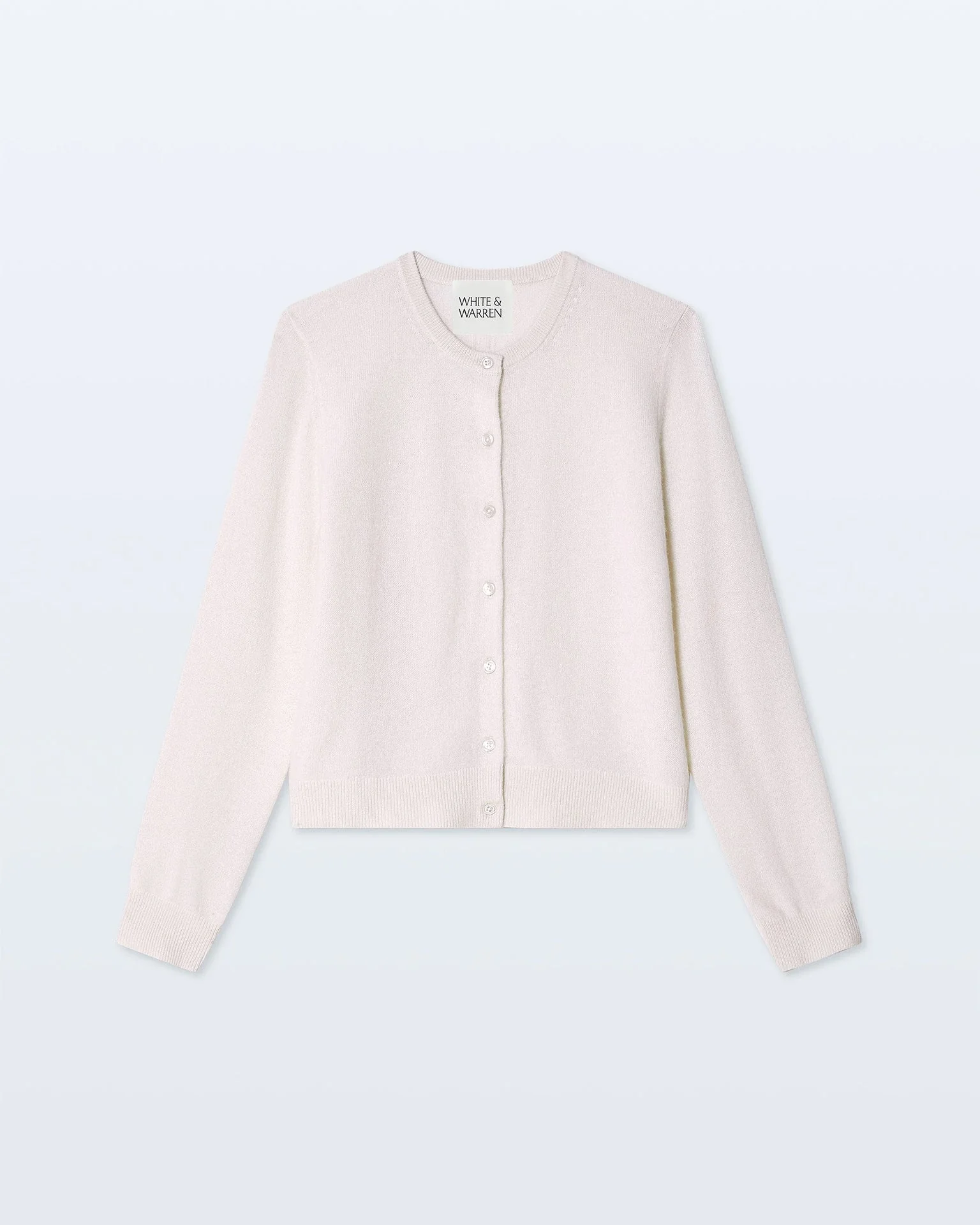 Cashmere Crewneck Cardigan in Soft White - Image 4