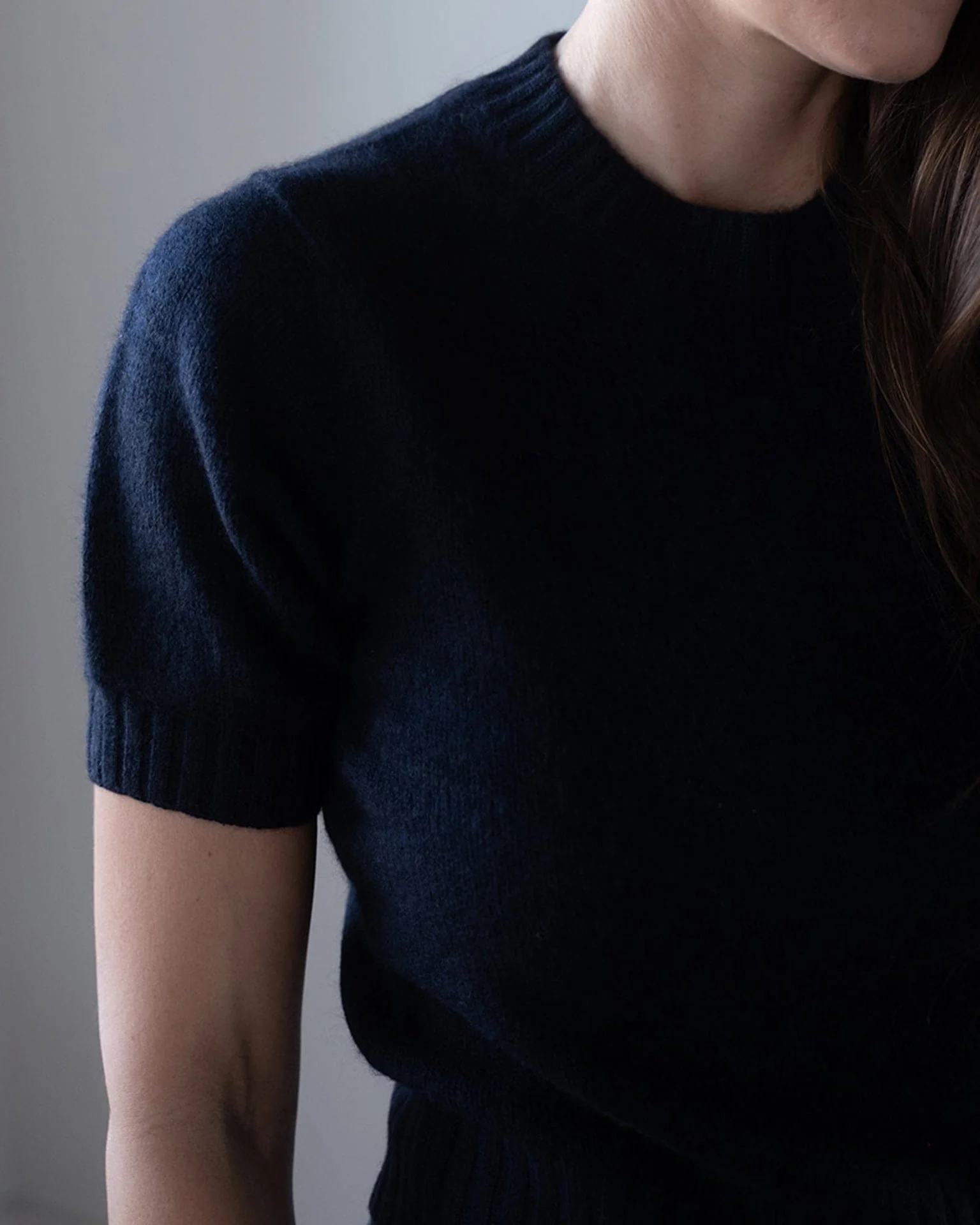 Cashmere Featherweight TShirt in Deep Navy - Image 3