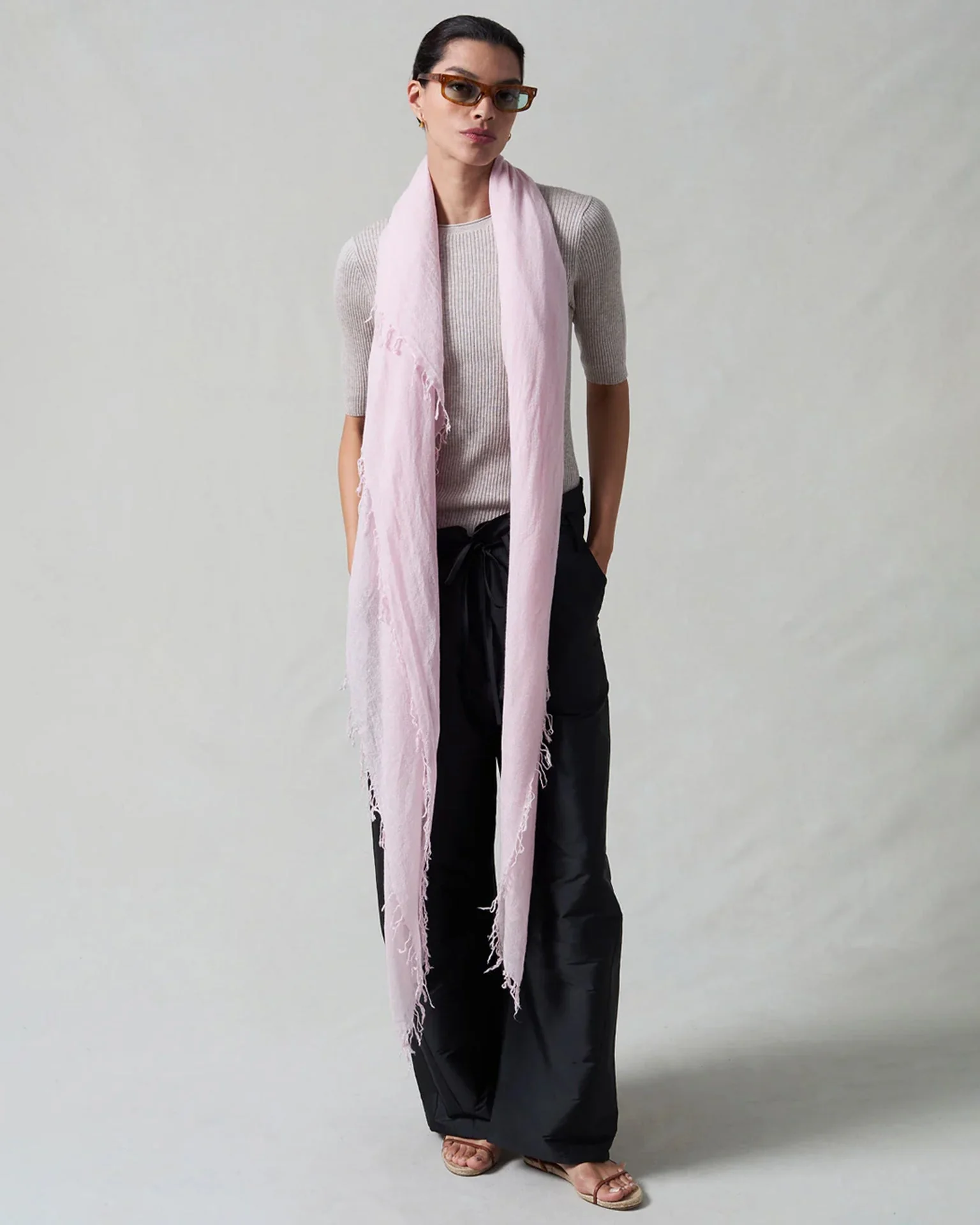 Cashmere & Silk Scarf in Rose Water - Image 2