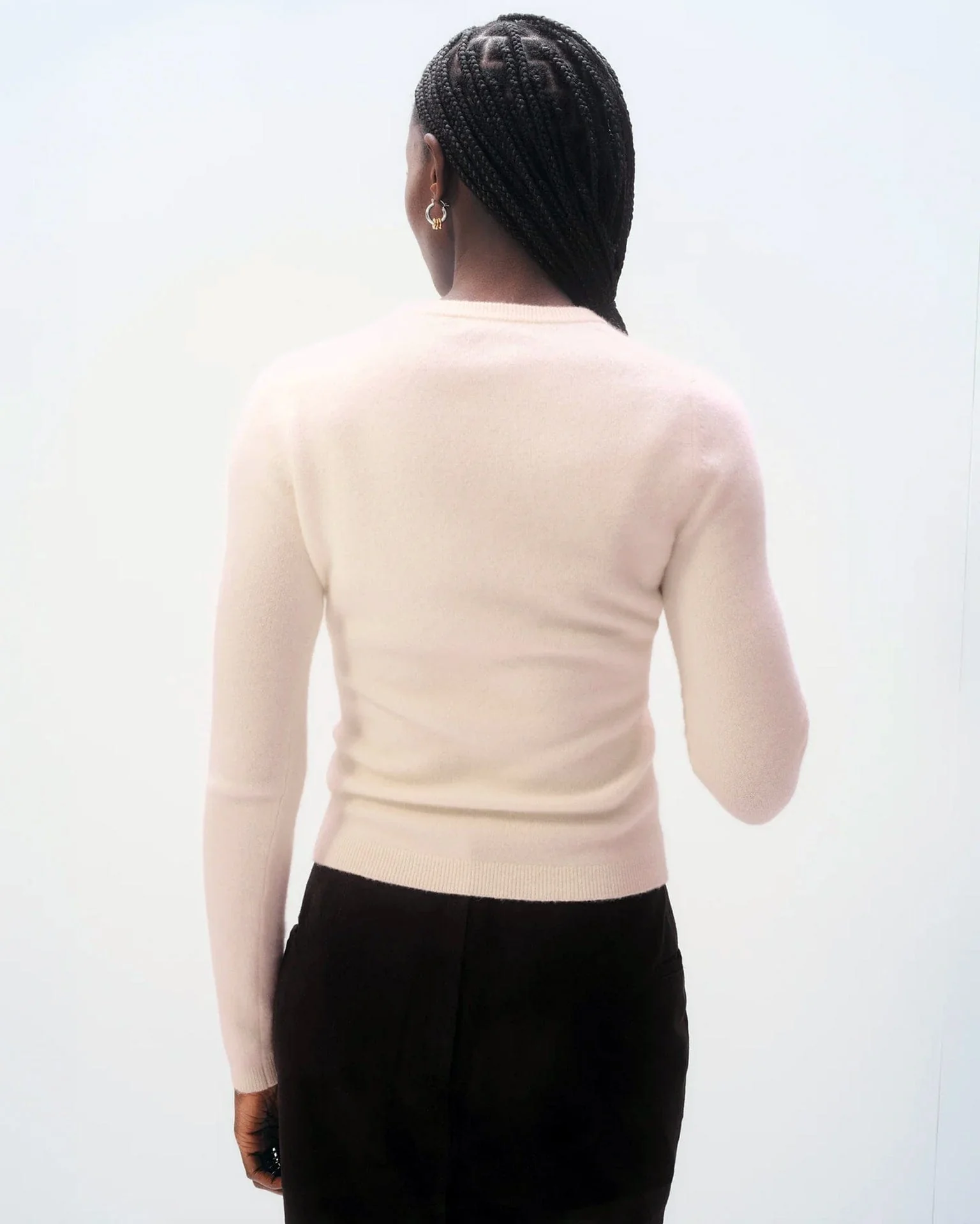 Cashmere Slim Stretch Crew in Pink Sand - Image 4