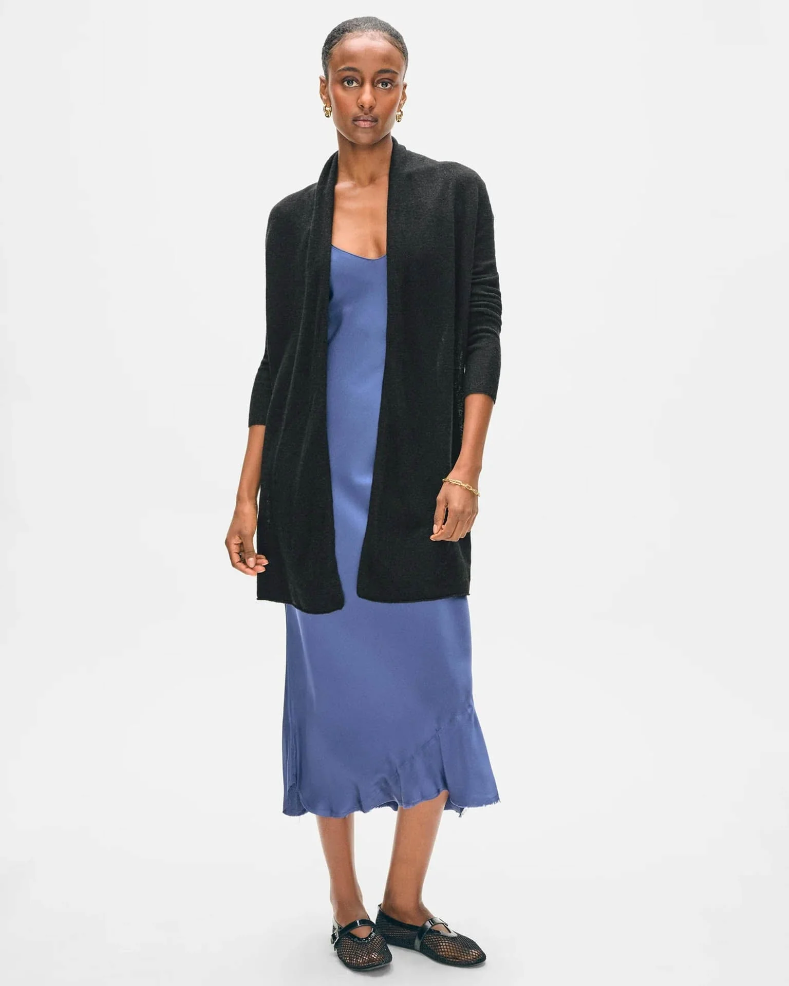 Cashmere Trapeze Cardigan in Black
