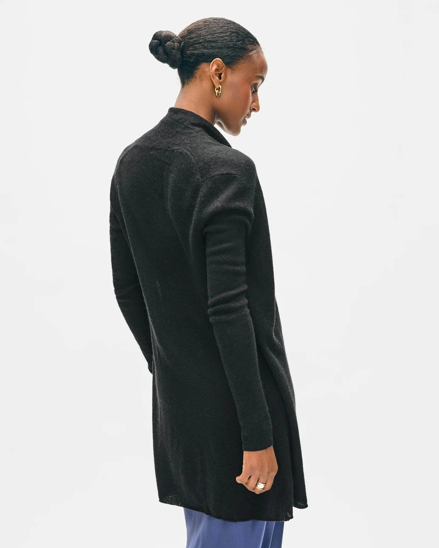 Cashmere Trapeze Cardigan in Black - Image 3