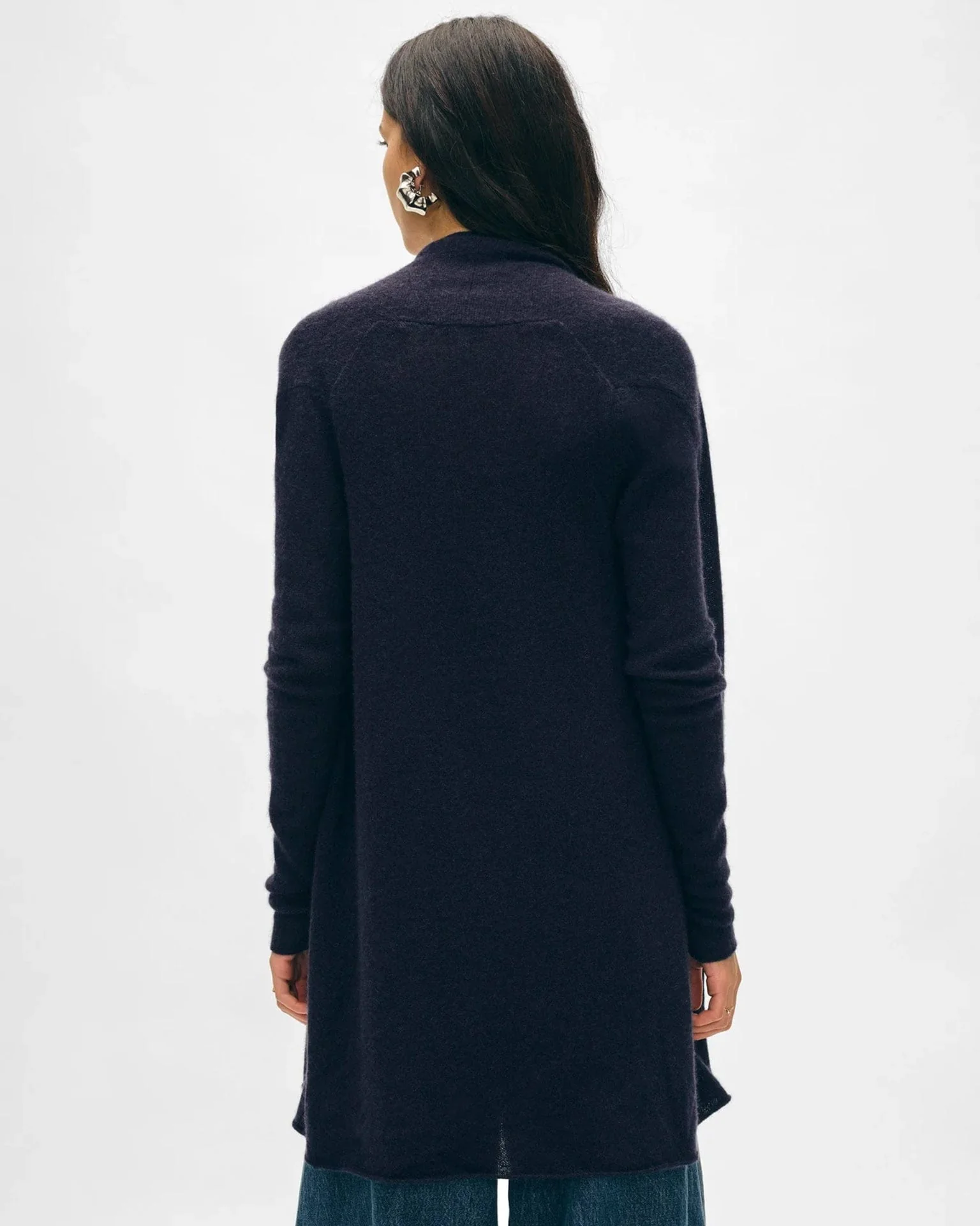 Cashmere Trapeze Cardigan in Deep Navy - Image 3