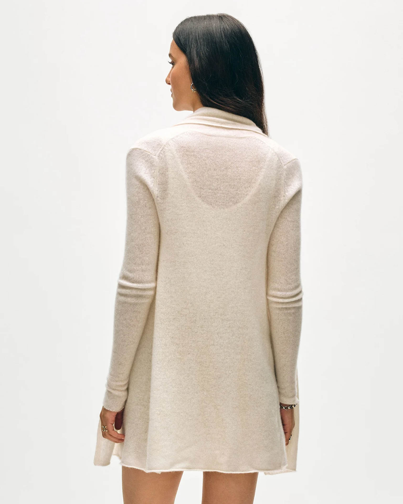 Cashmere Trapeze Cardigan in Soft White - Image 4