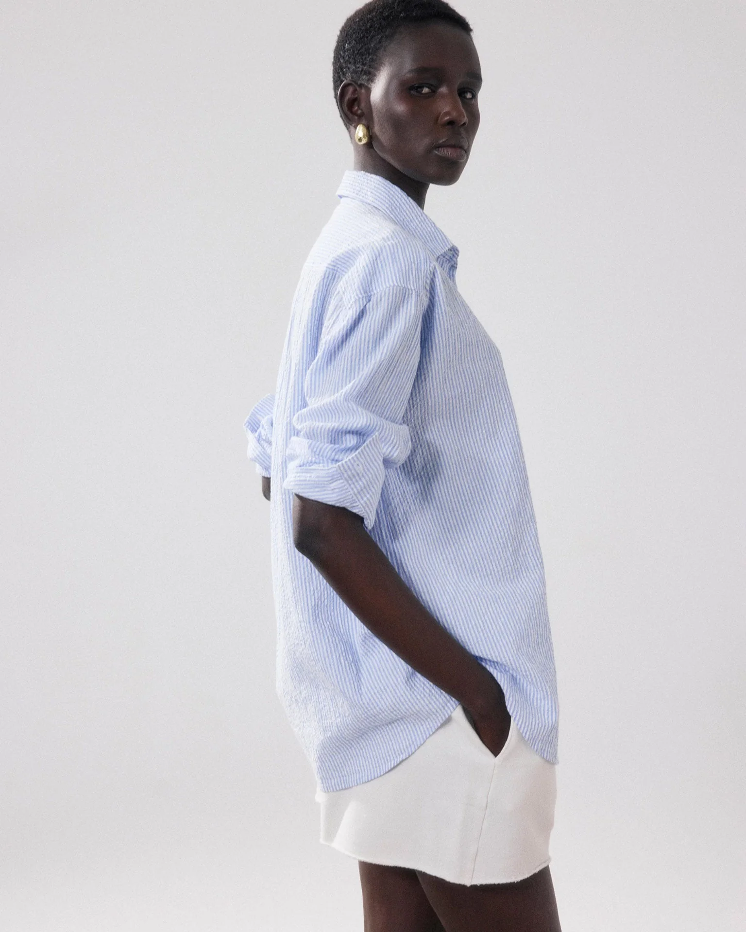Charlot Shirt in White & Blue - Image 4