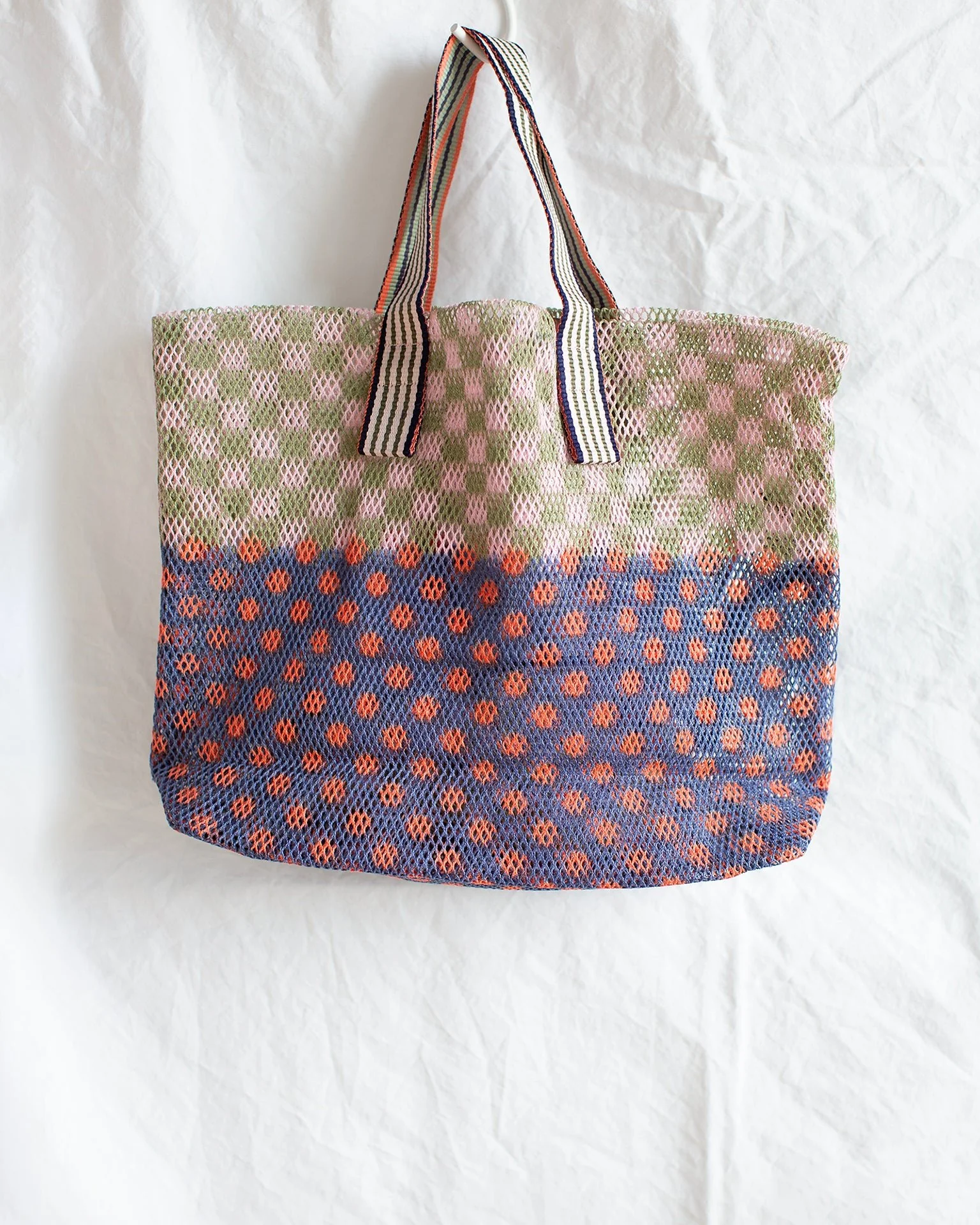 Checks & Dots Small Tote in Rosso