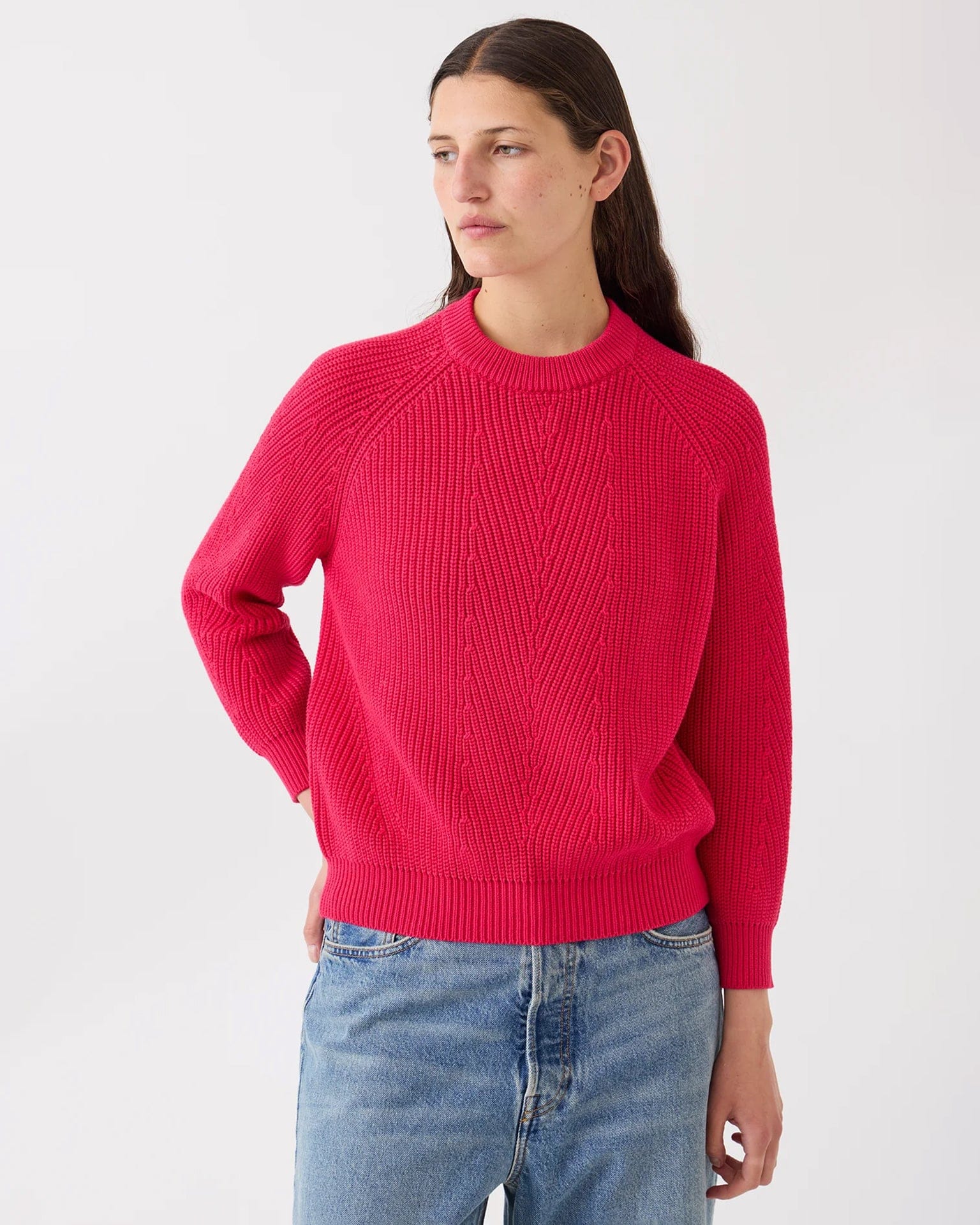 Chelsea Cotton Sweater in Hibiscus
