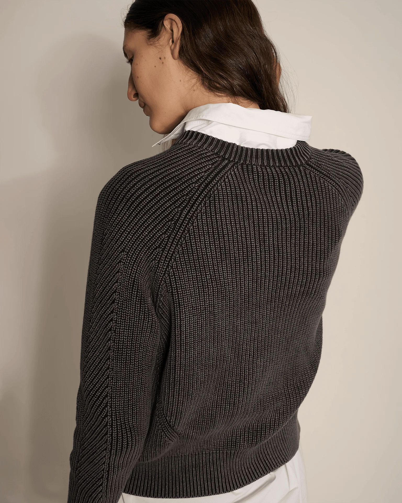 Chelsea Washed Cotton Sweater in Black - Image 3