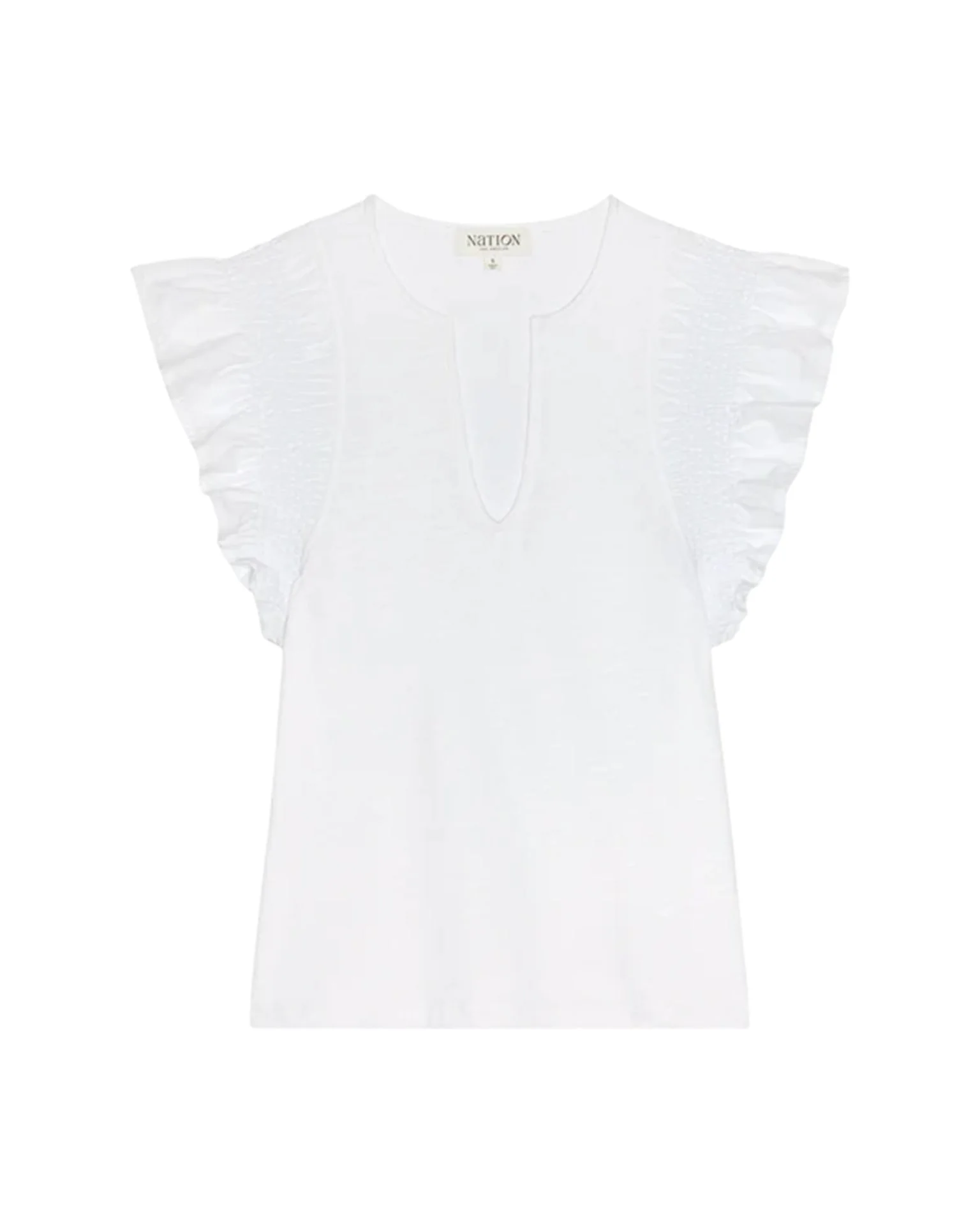 Christa Ruffle Sleeve Top in Optic White - Image 2