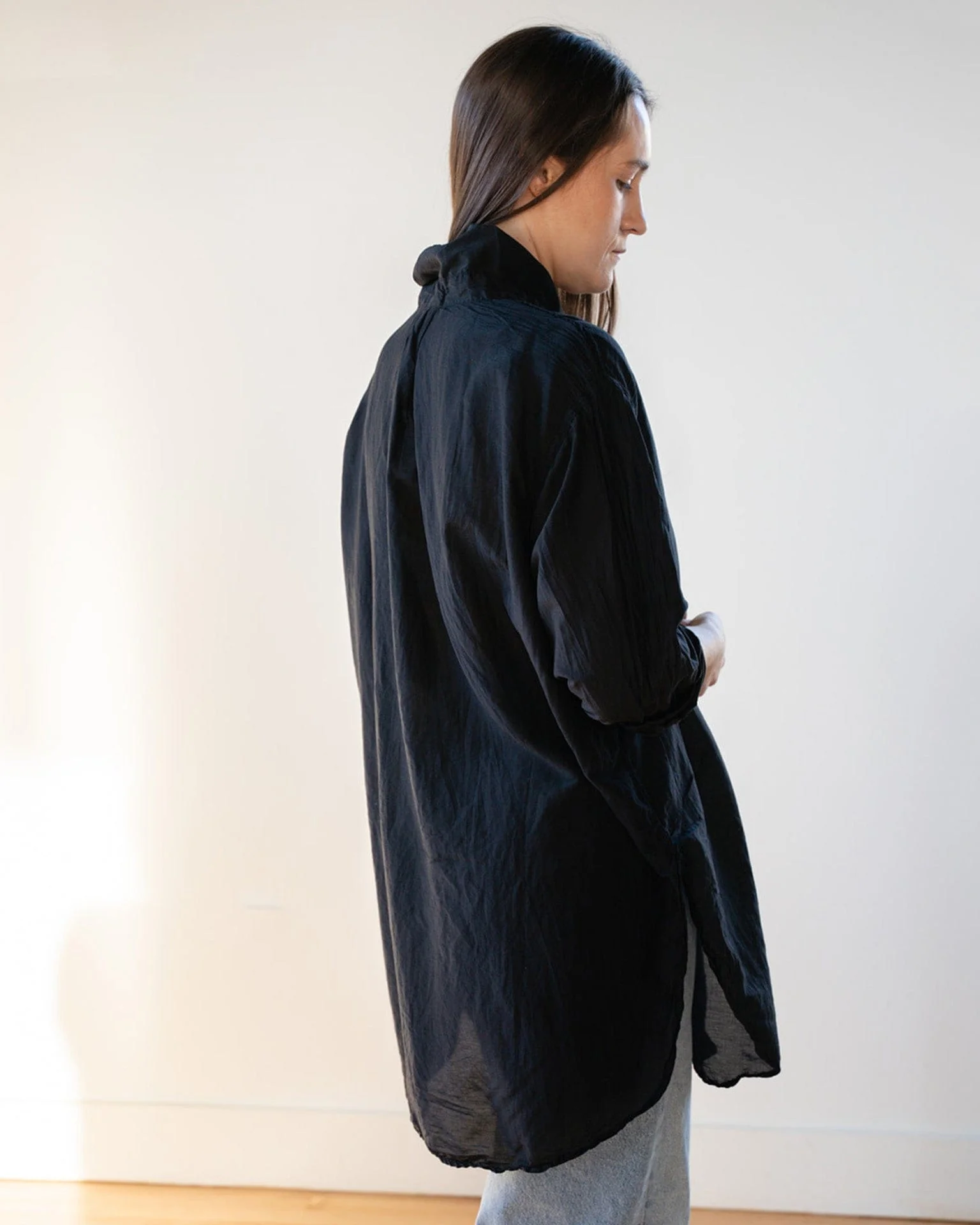 Ciel Tunic Blouse in Black Cotton Silk - Image 4