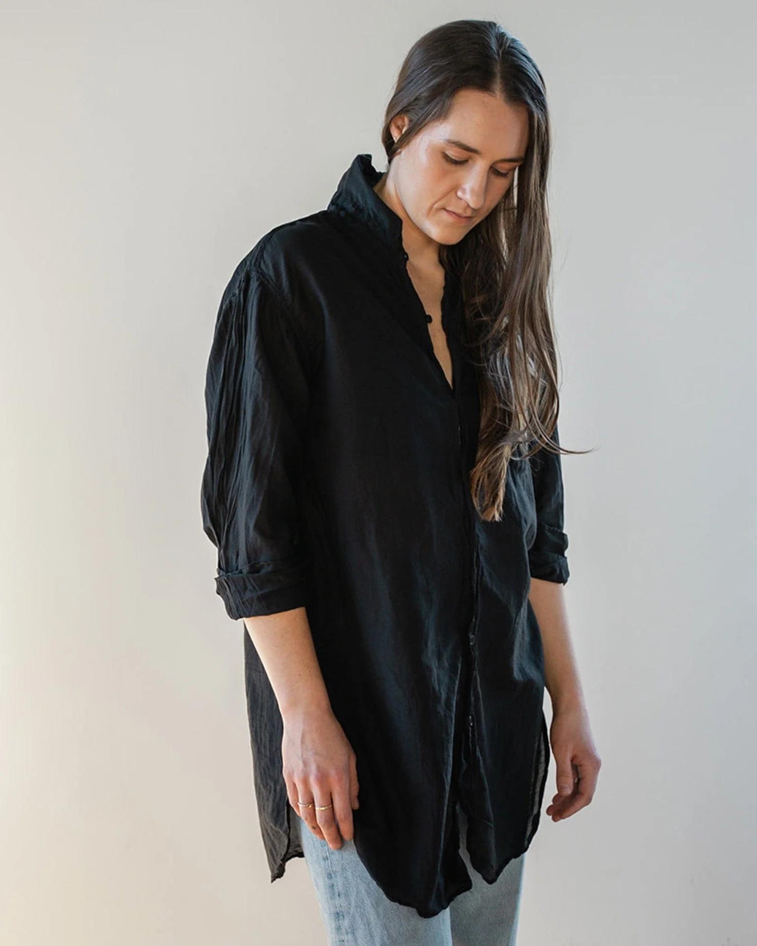 Ciel Tunic Blouse in Black Cotton Silk - Image 5