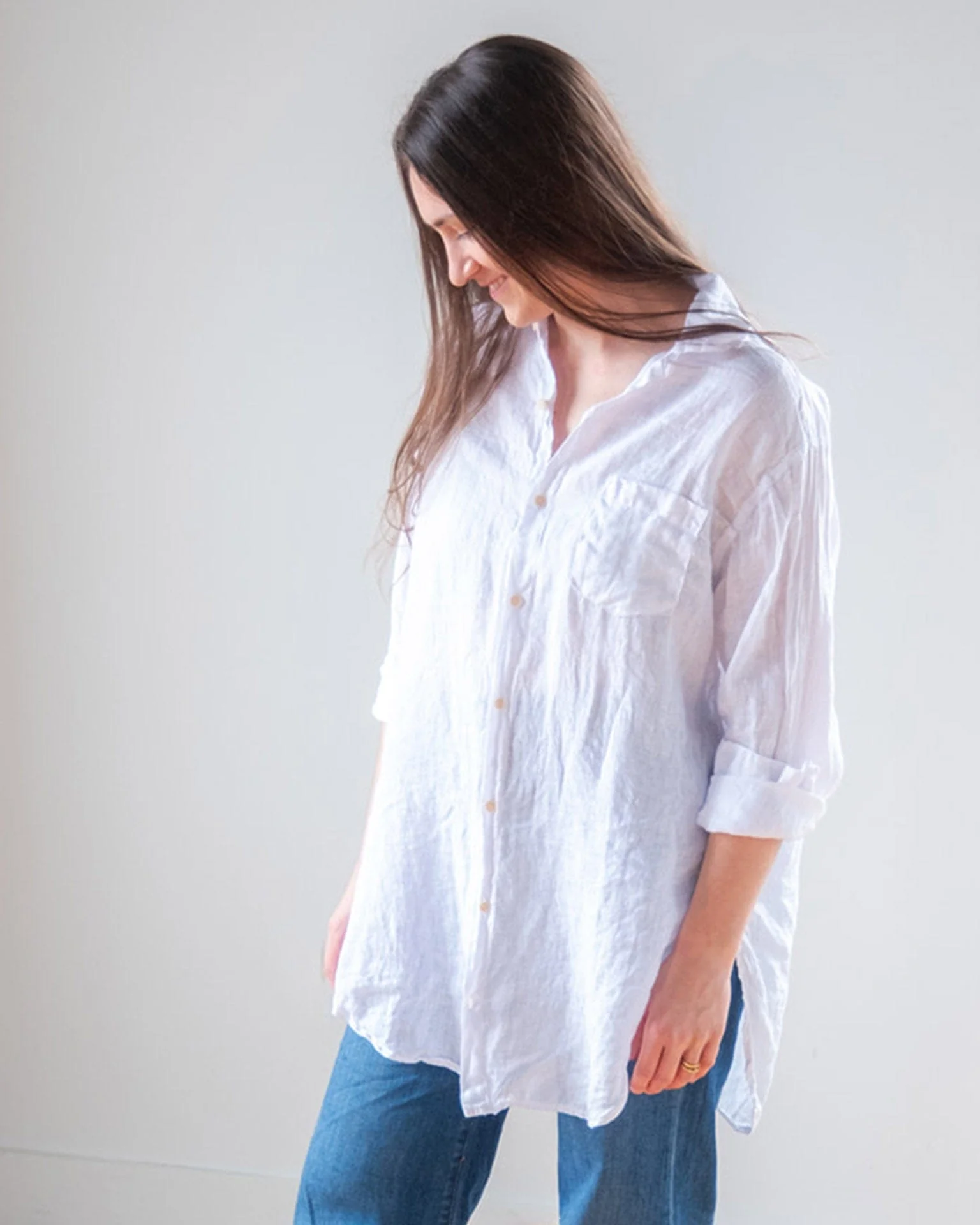 Ciel Tunic Blouse in White Linen