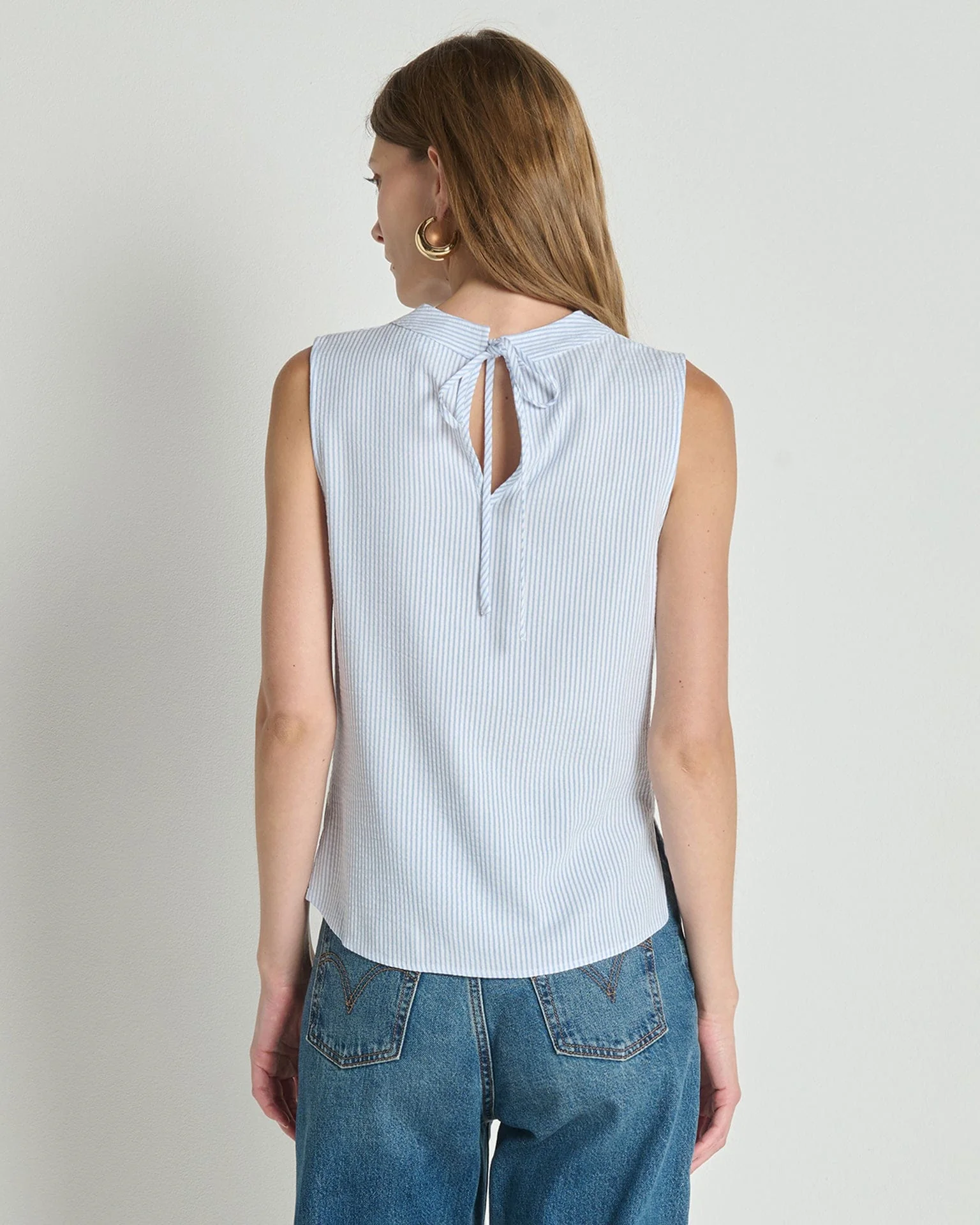 Cille Cowl Neck Tank in Mini Stripe - Image 5