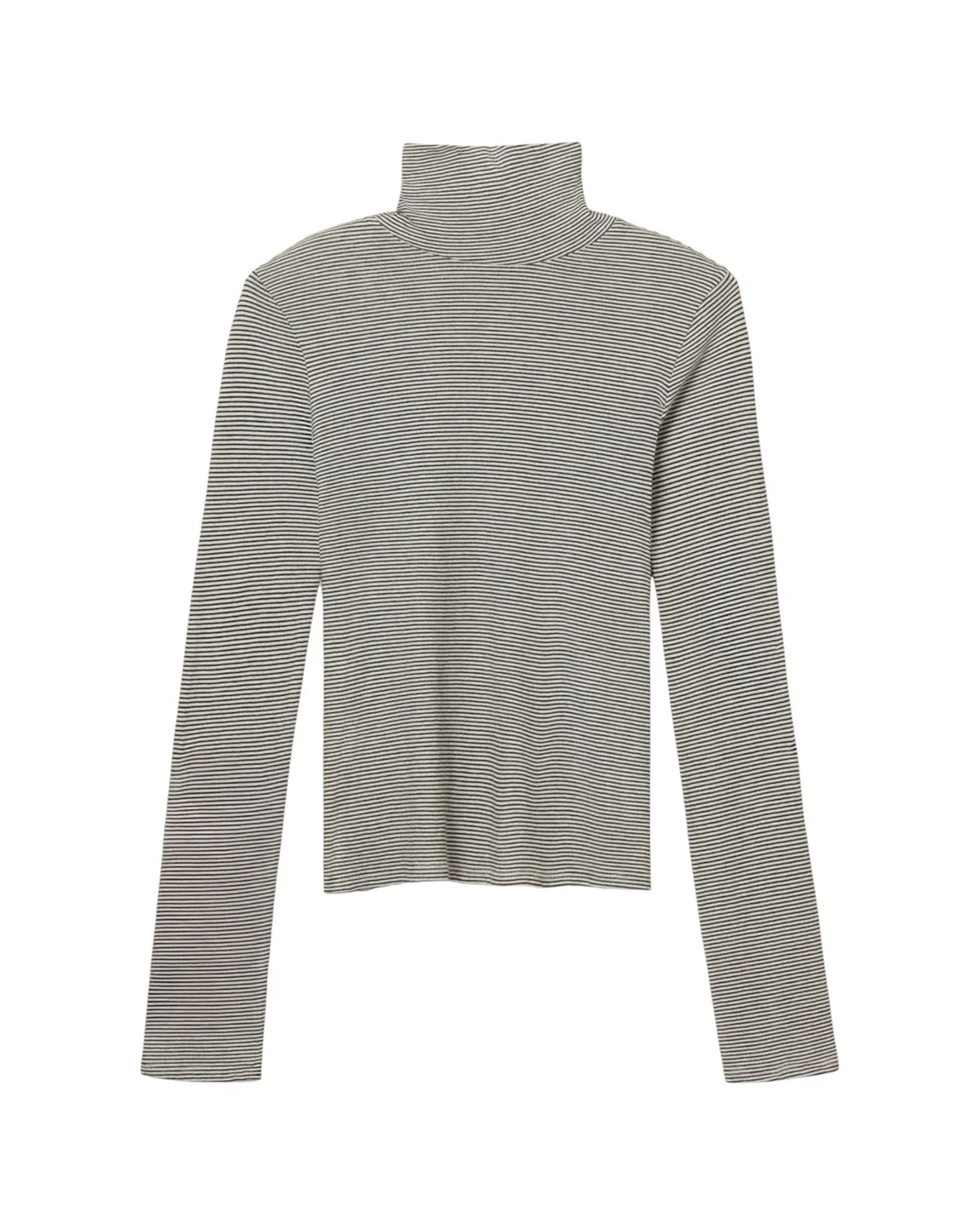 Cindy Stripe Jersey Turtleneck in Ivory/Black - Image 4