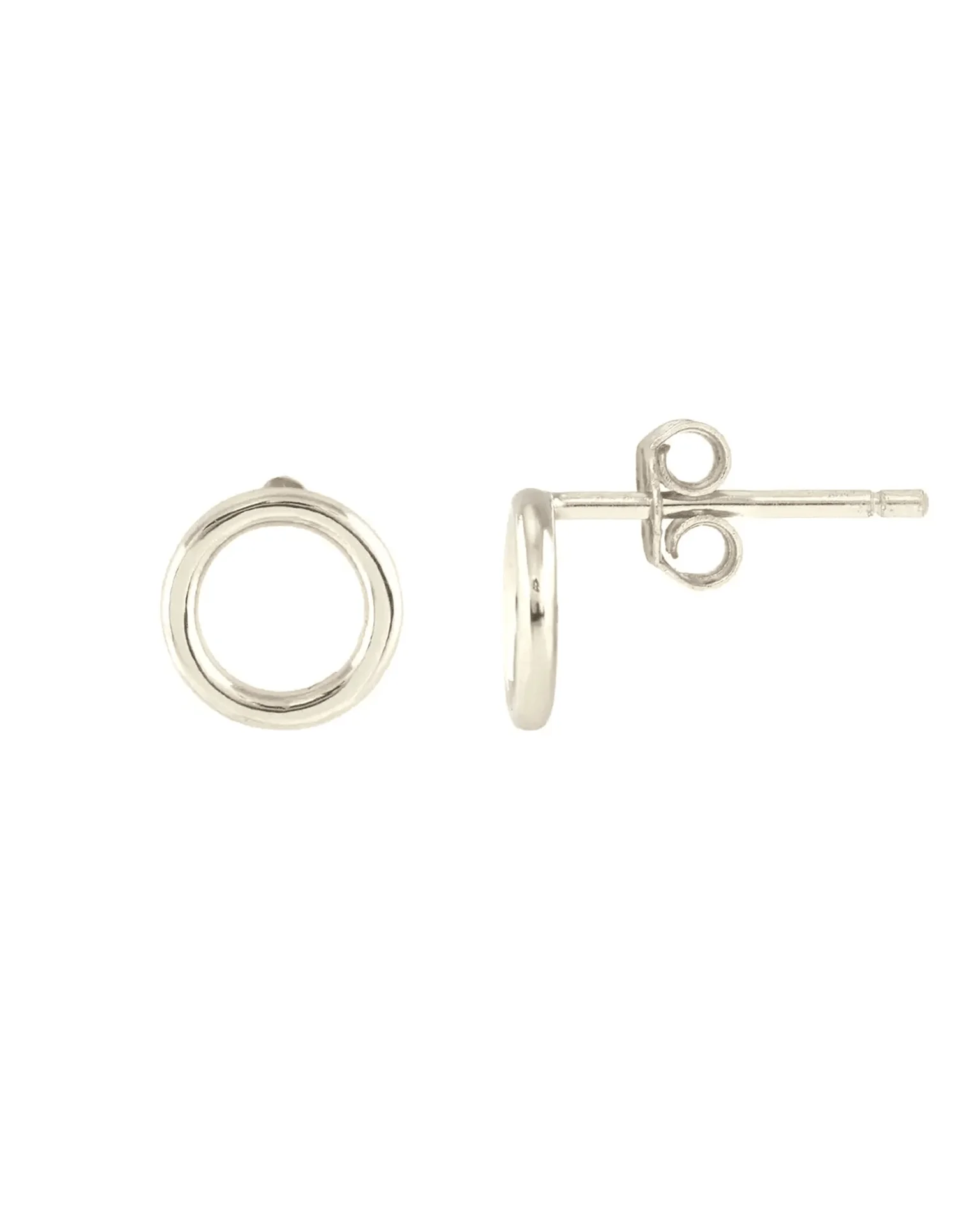 Circle Outline Stud Earrings in Sterling Silver
