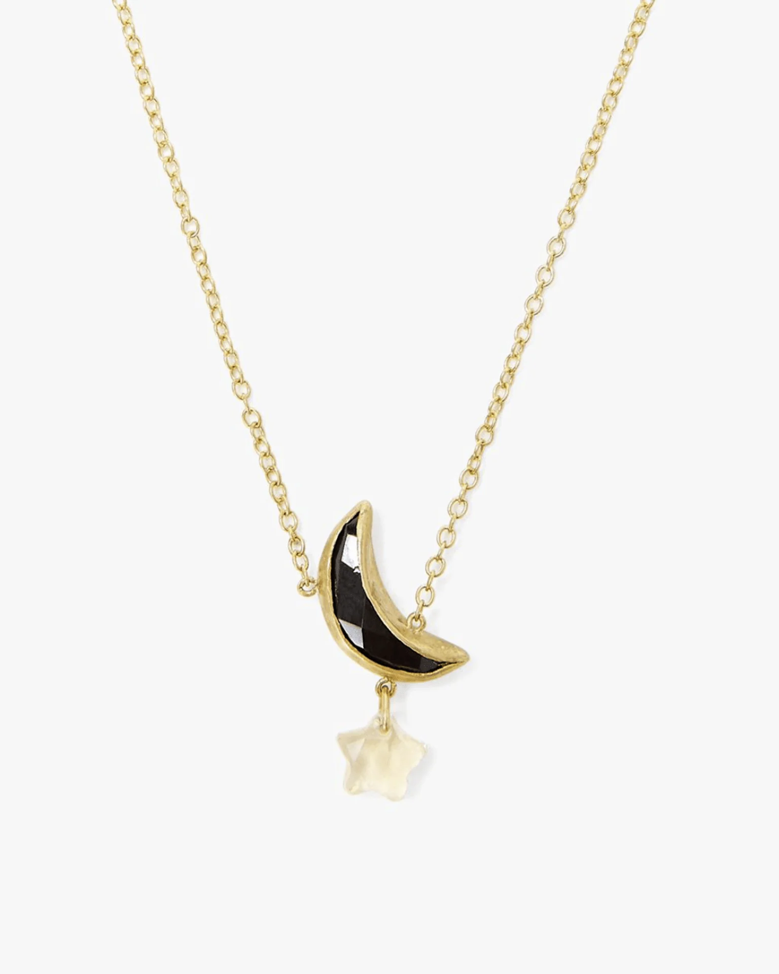 Moon & Star Necklace in Black Mix
