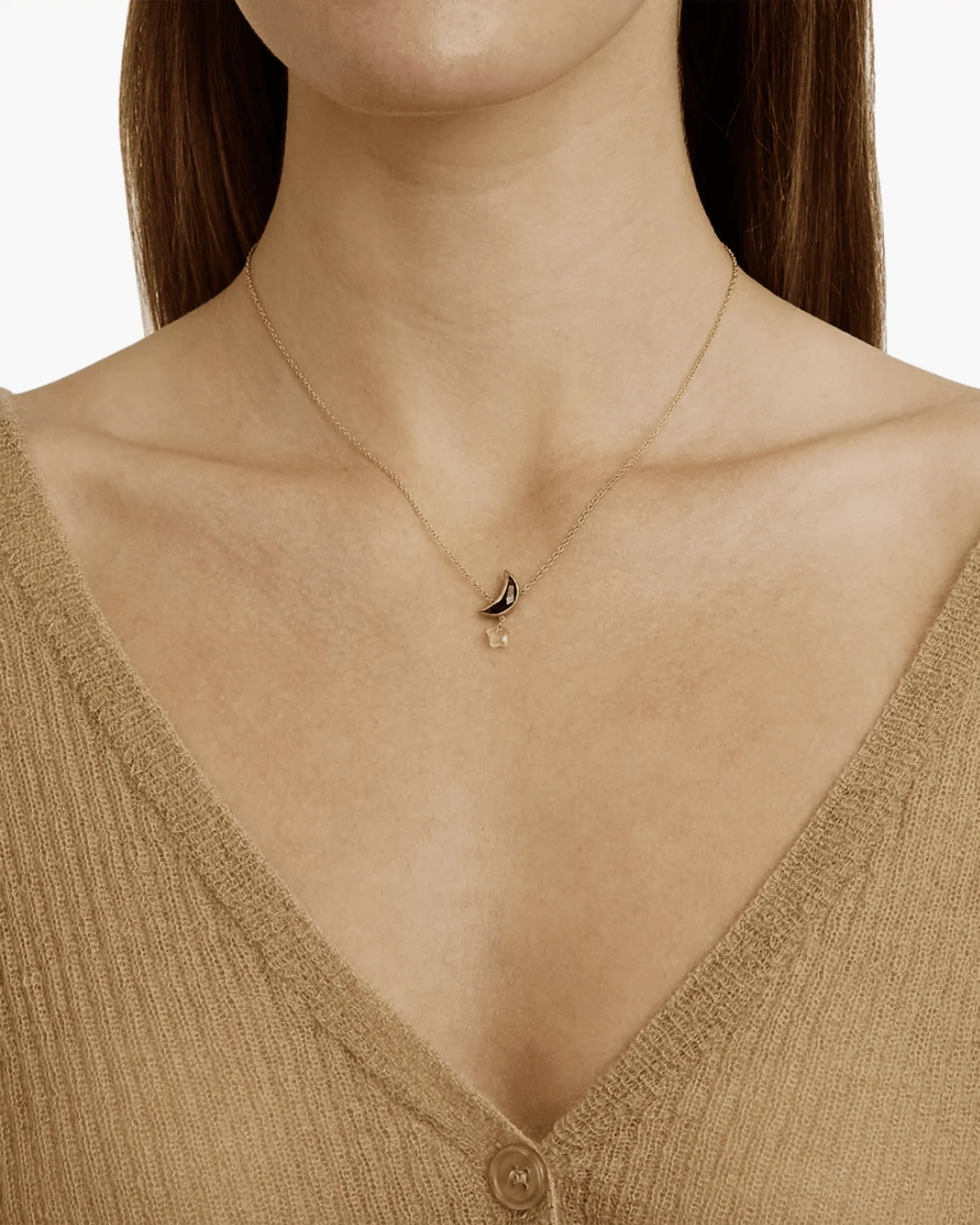 Moon & Star Necklace in Black Mix - Image 2