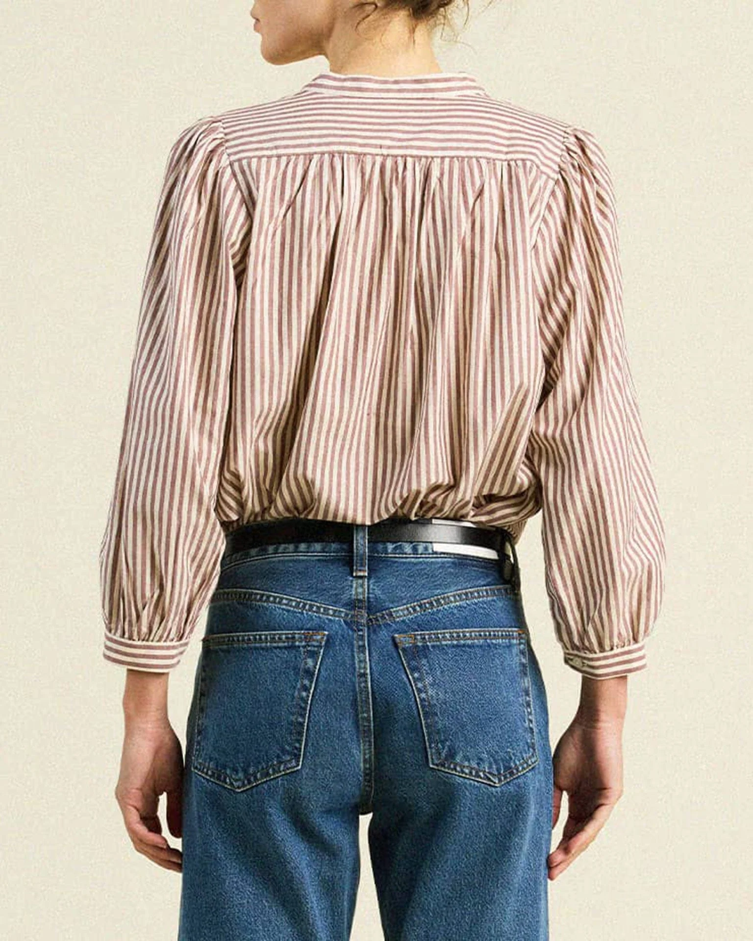 Clara Blouse in Burgundy Stripe - Image 3
