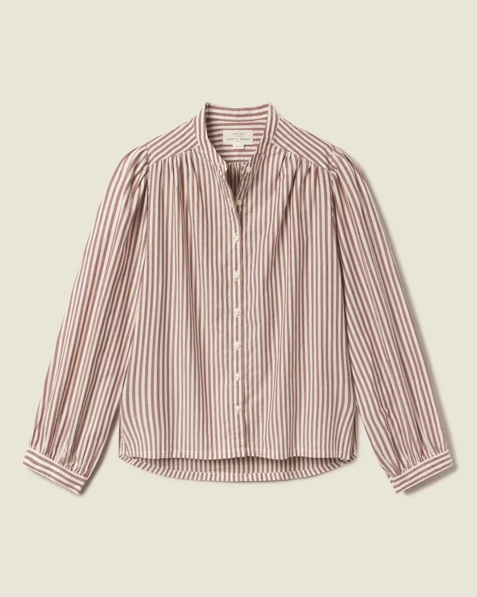 Clara Blouse in Burgundy Stripe - Image 4