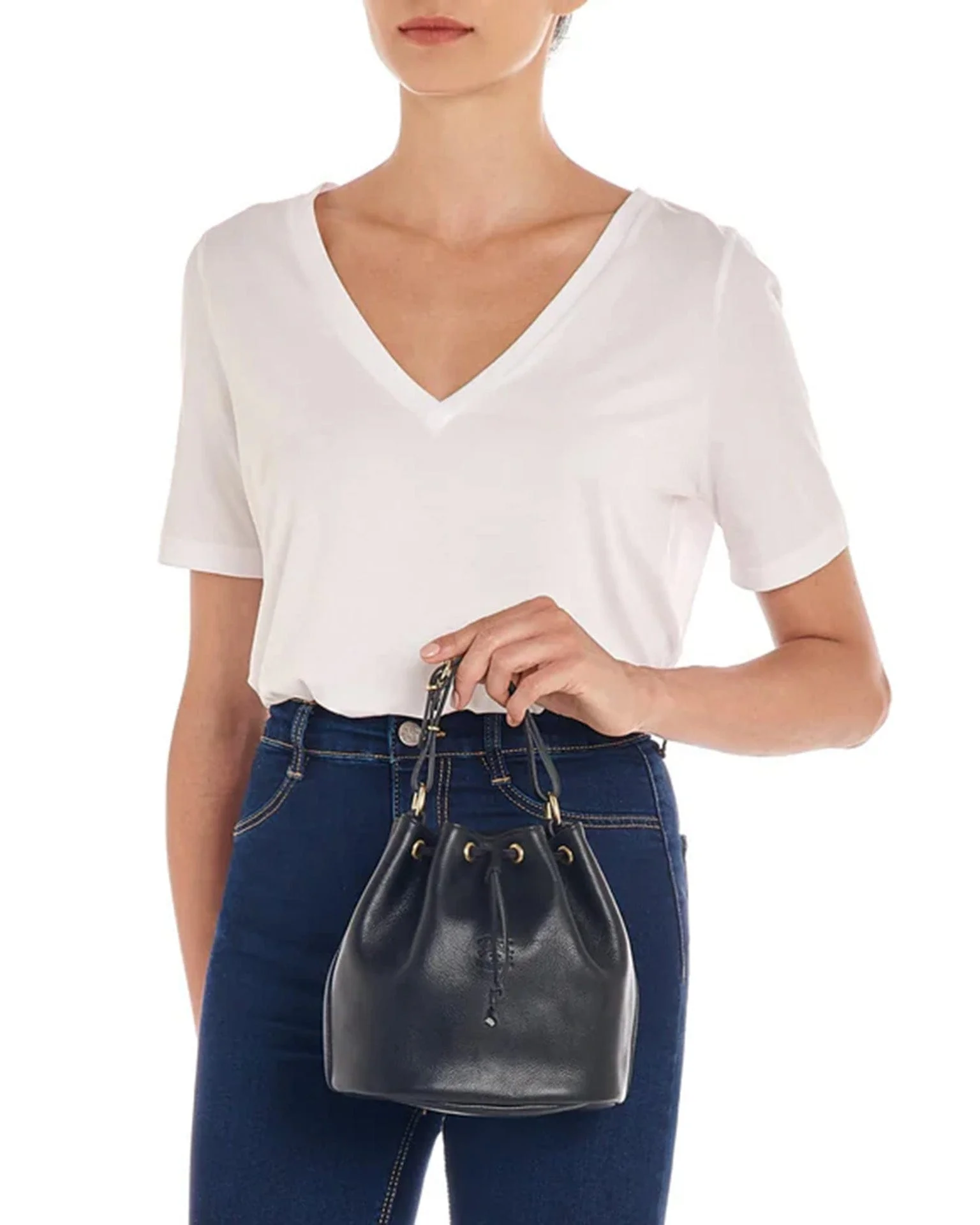 Classic Bucket in Nero w/ Brass Hardware - Image 4