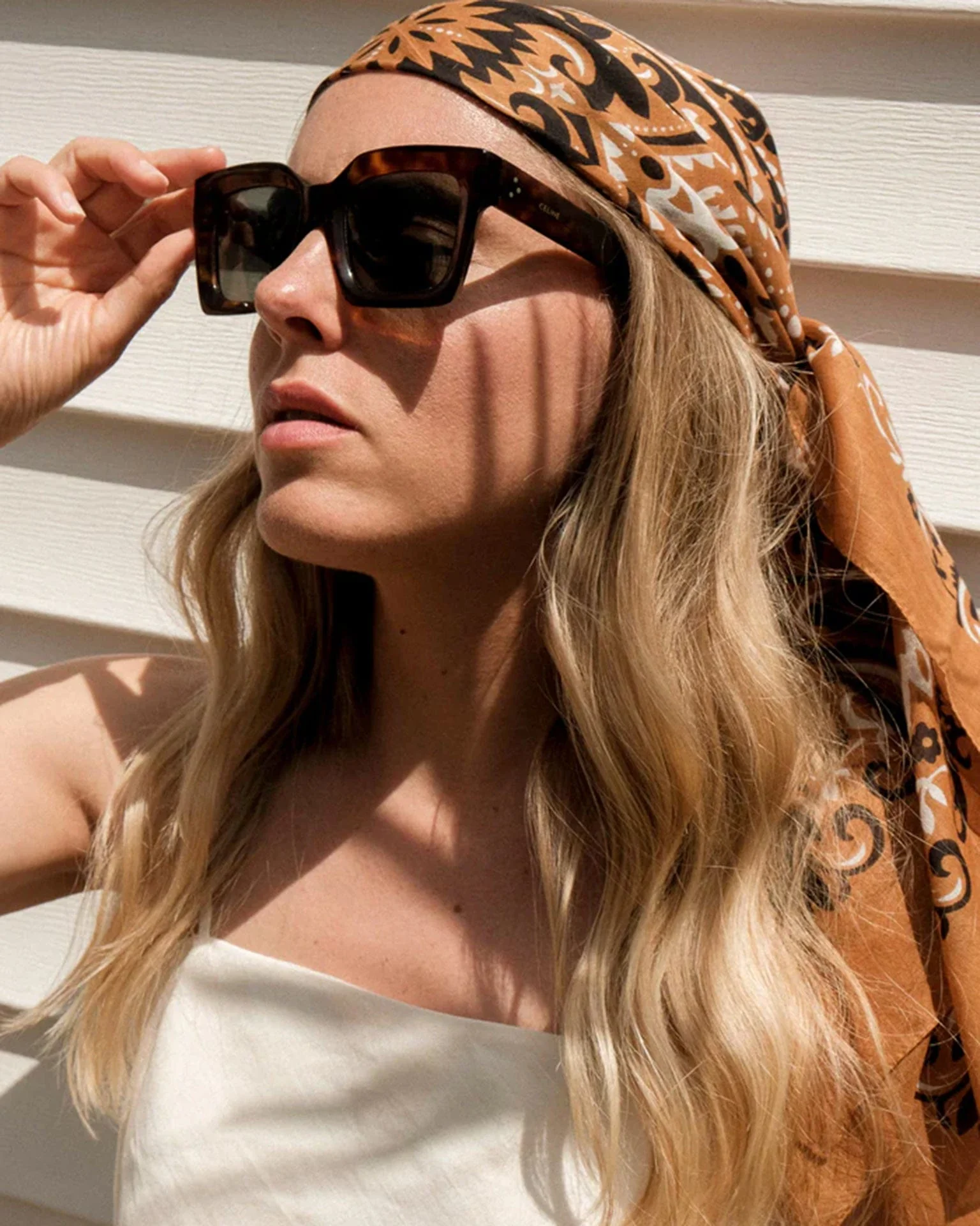 Classic Cotton Bandana in Camel - Image 3