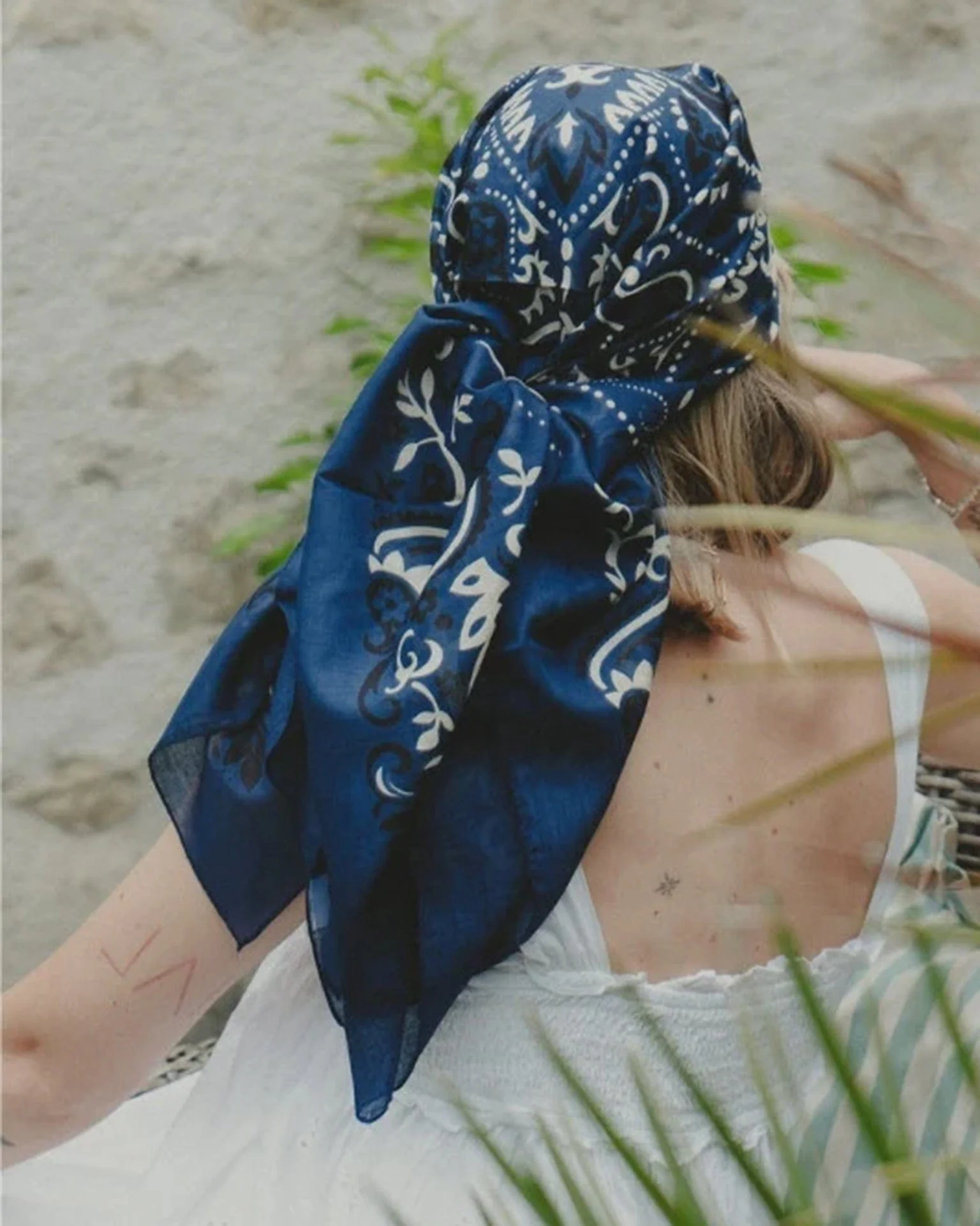 Classic Cotton Bandana in Navy - Image 3