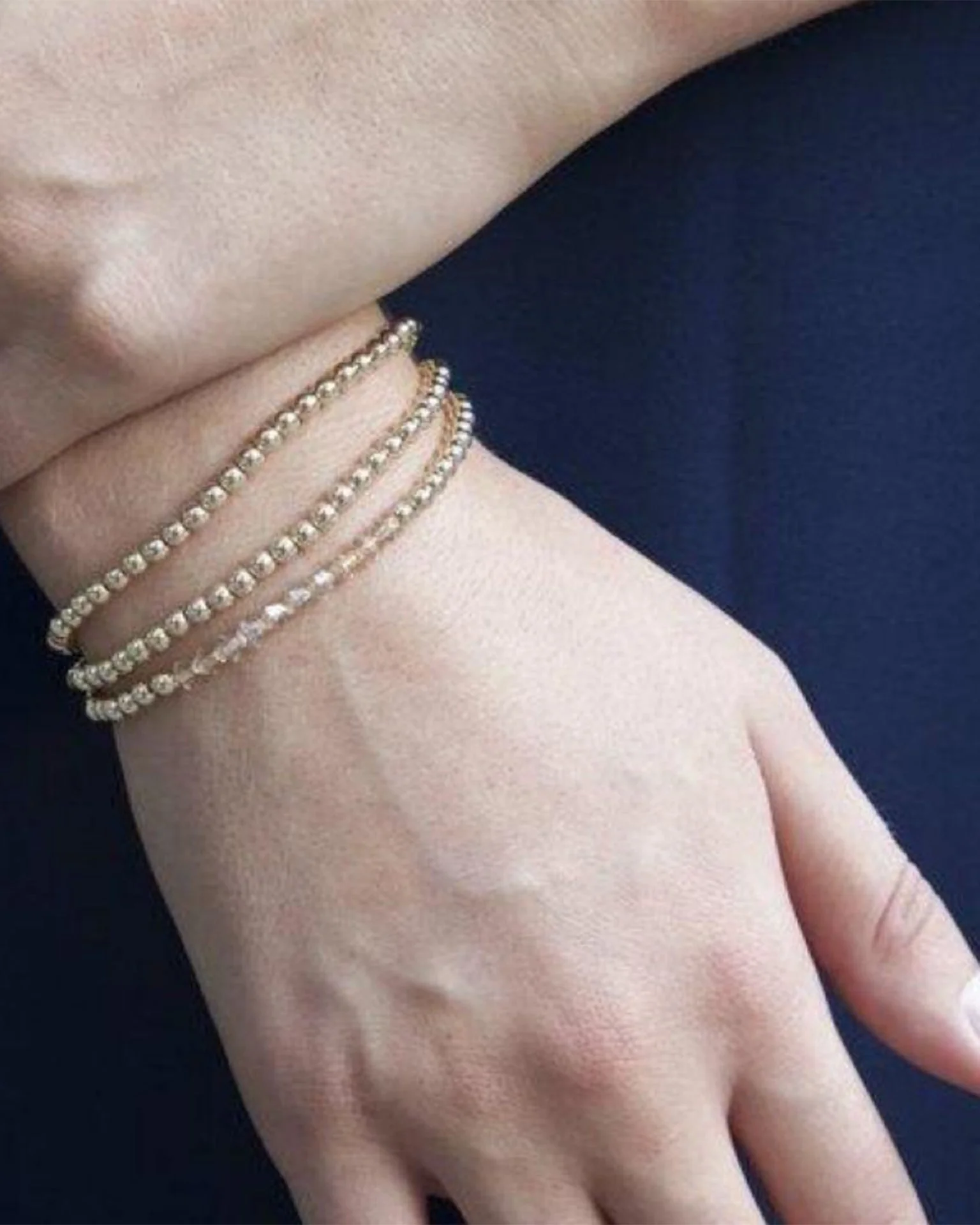Classic Gold 4mm Bead Bracelet - Image 2