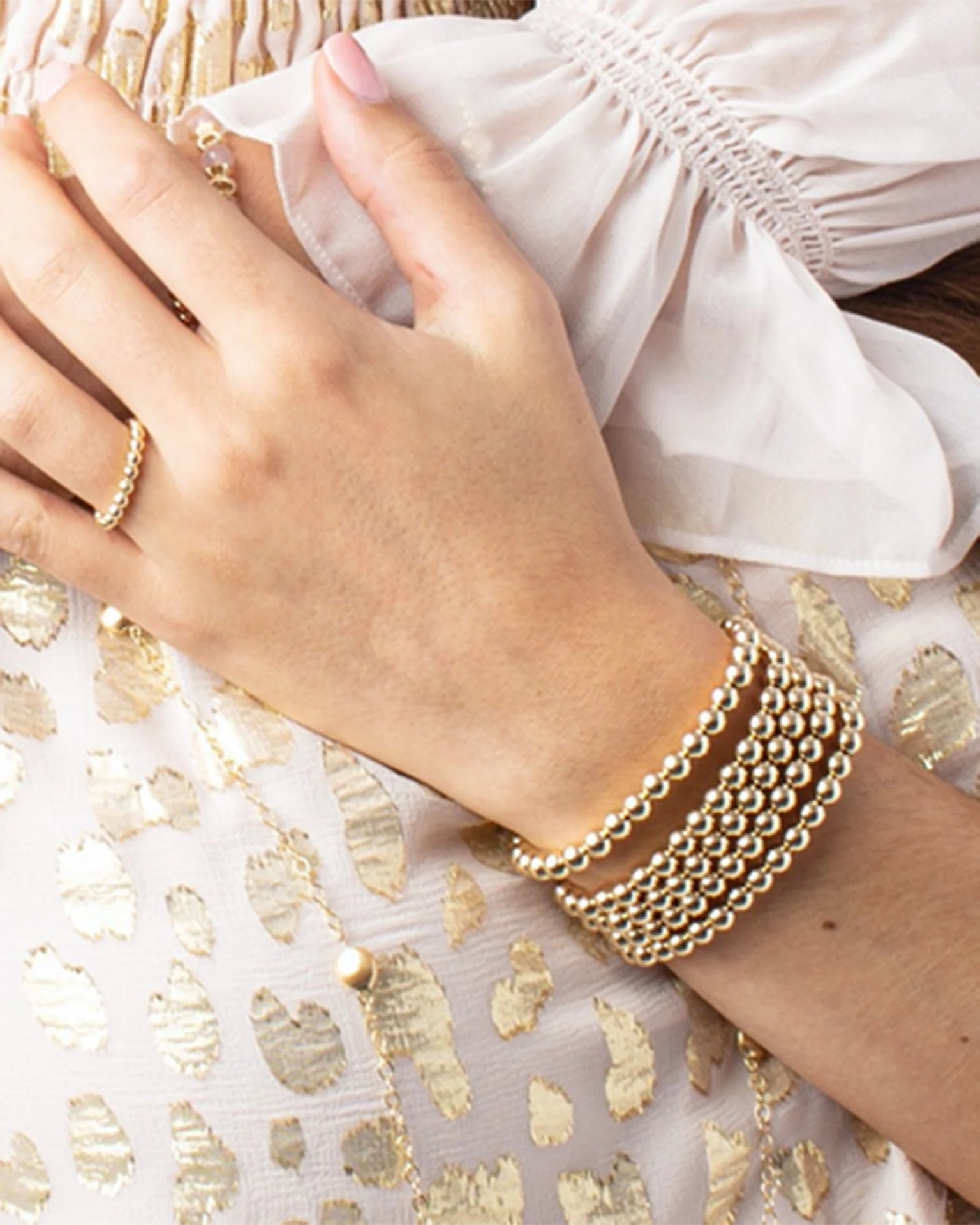 Classic Gold 5mm Bead Bracelet - Image 2