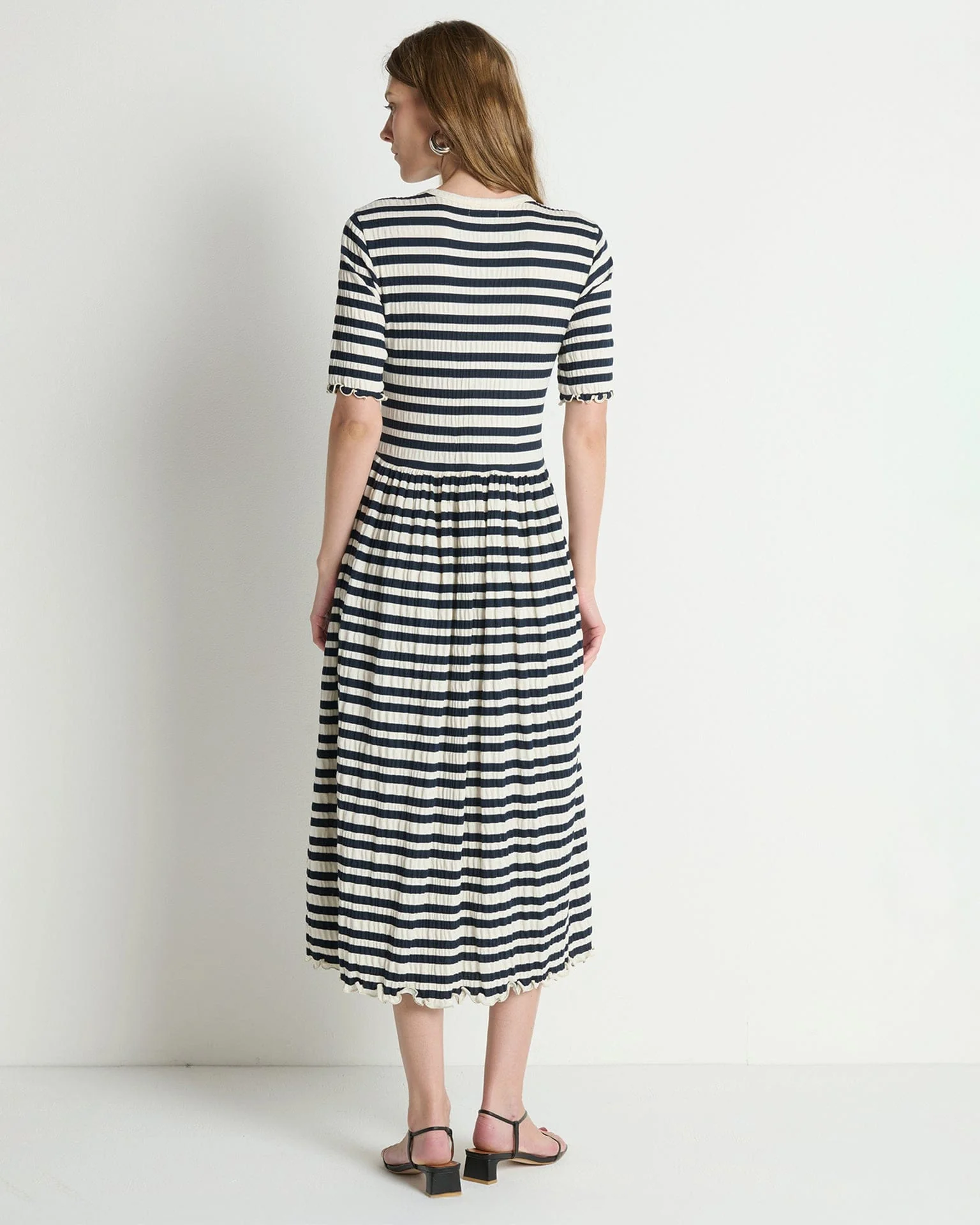 Claudine Midi Dress in Crinkle Stripe - Image 5