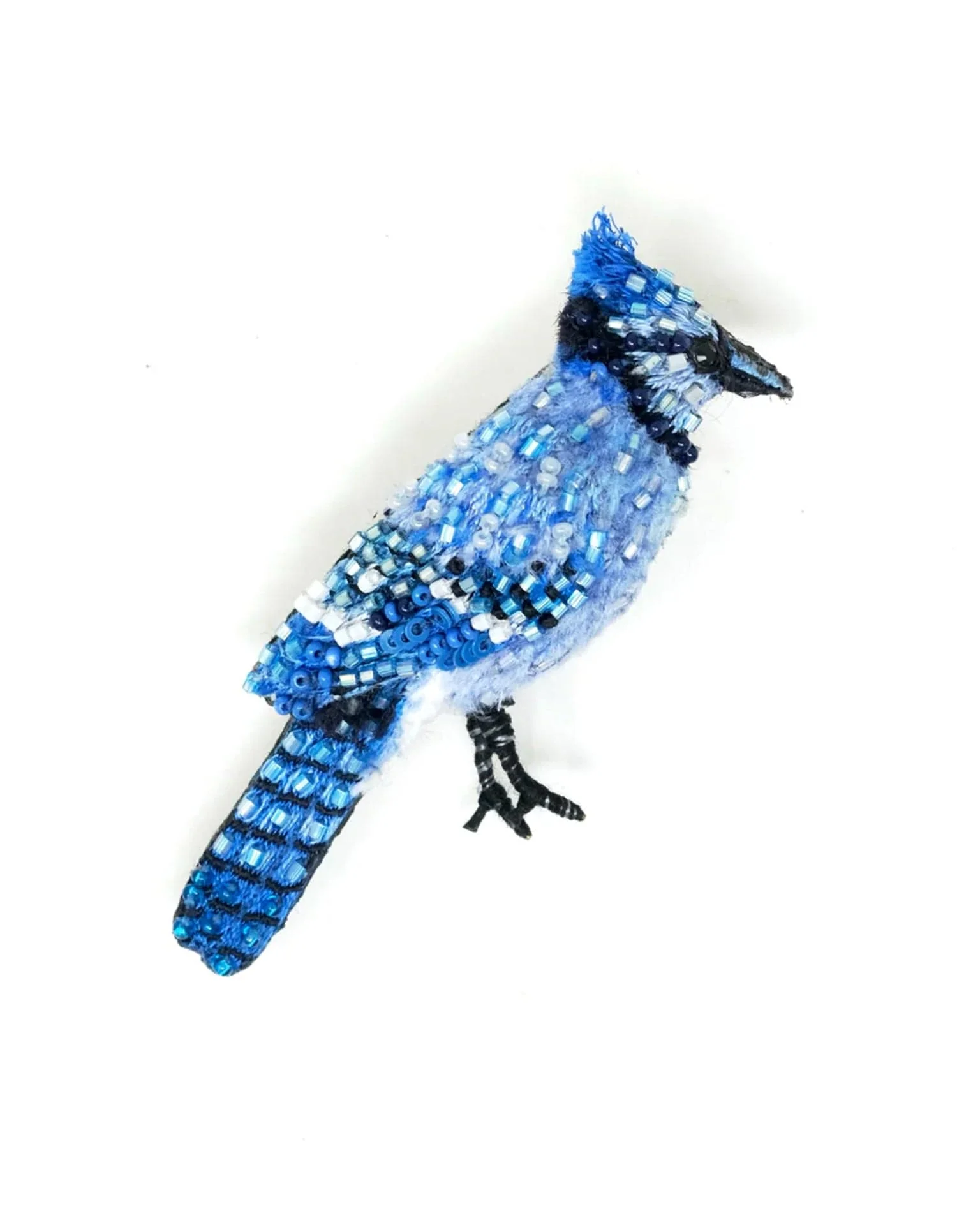 Crested Blue Jay Brooch Pin
