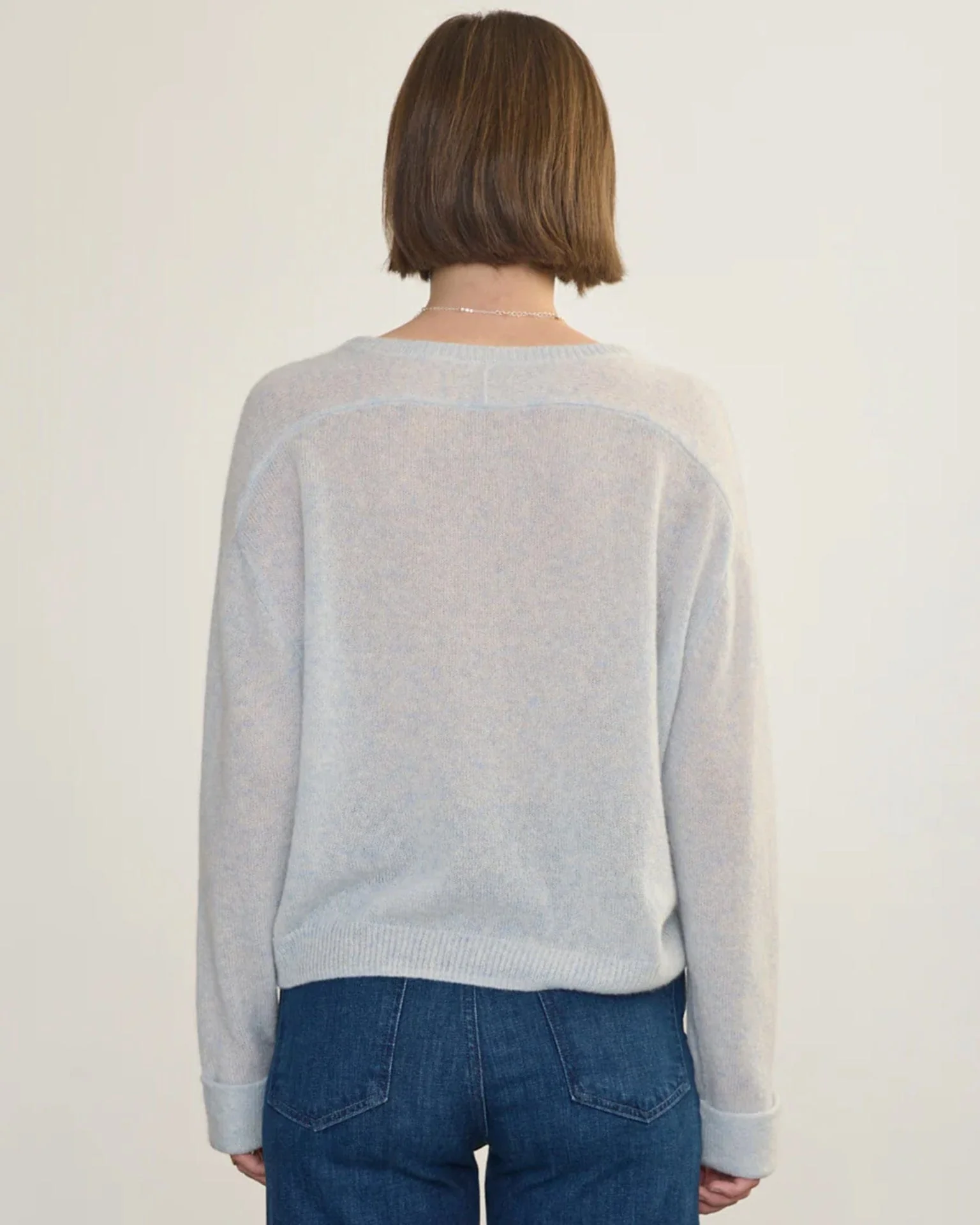 Crew Neck Roll Sleeve Pullover in Arctic - Image 3