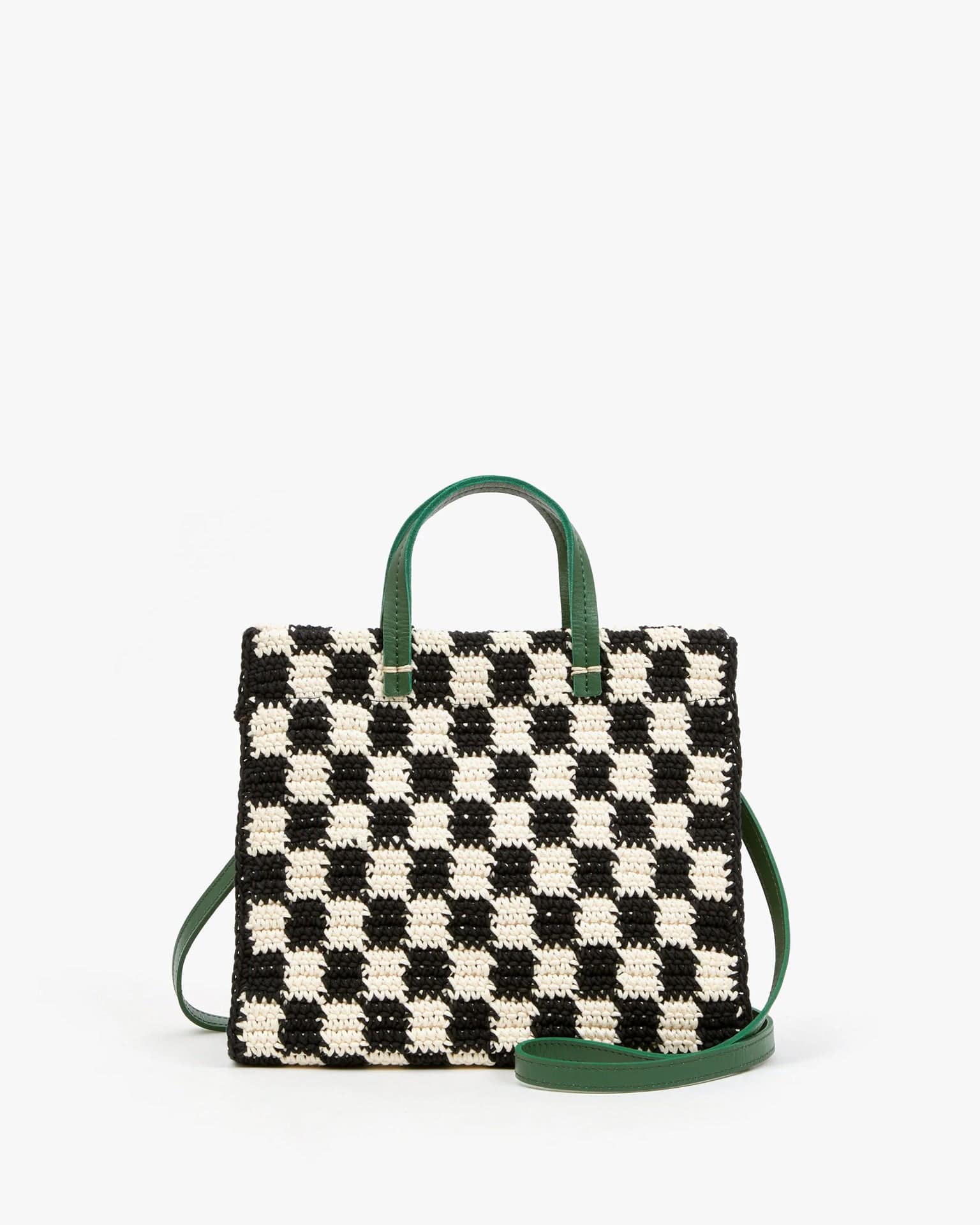 Crochet Checker Petit Summer Simple Tote in Black & Cream